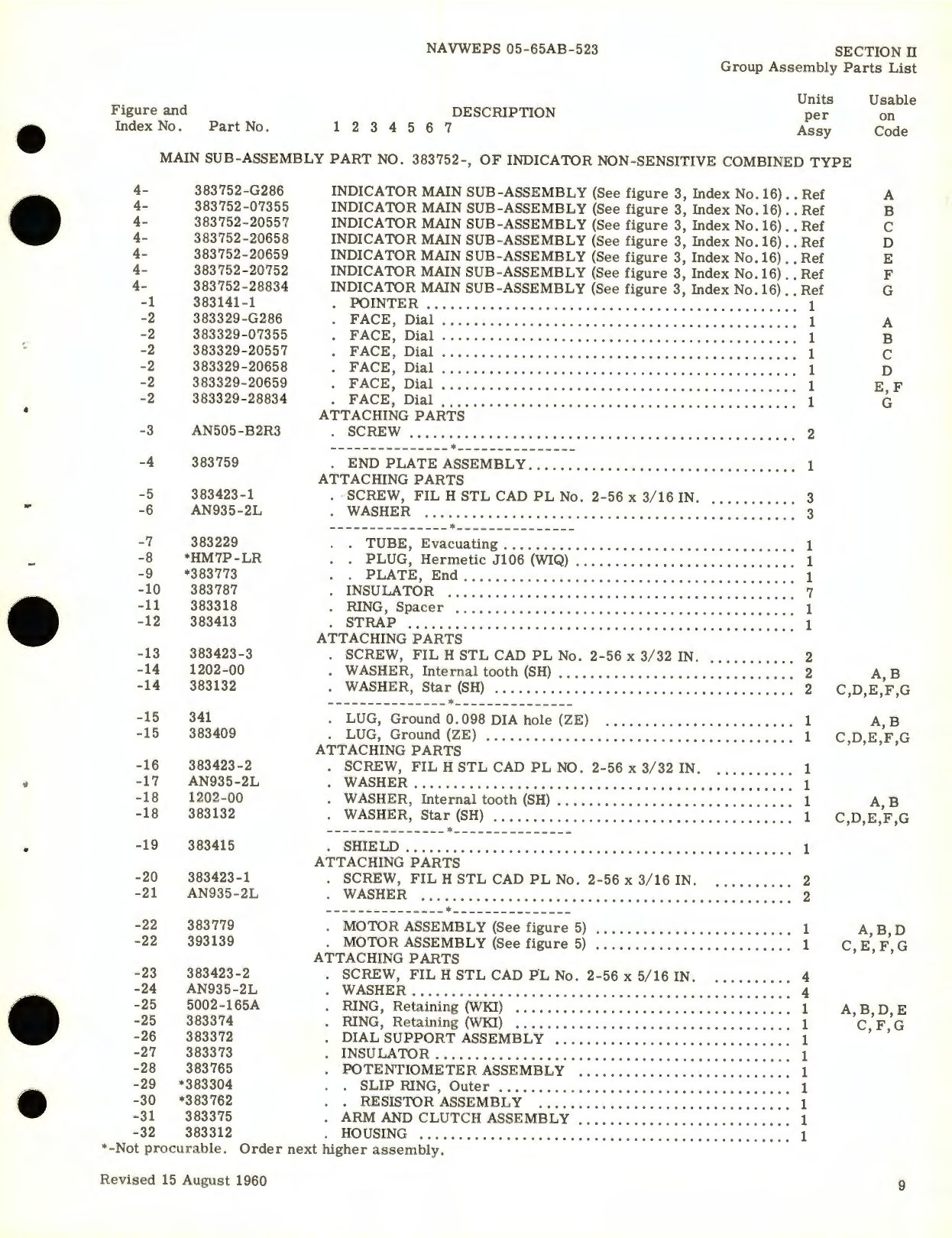 Sample page 7 from AirCorps Library document: Illustrated Parts Breakdown for Indicator - Amplifier - Bridge Assemblies (Combined Type, Bezel Mounted), Capacitor Fuel Gage System, Part No. 383018