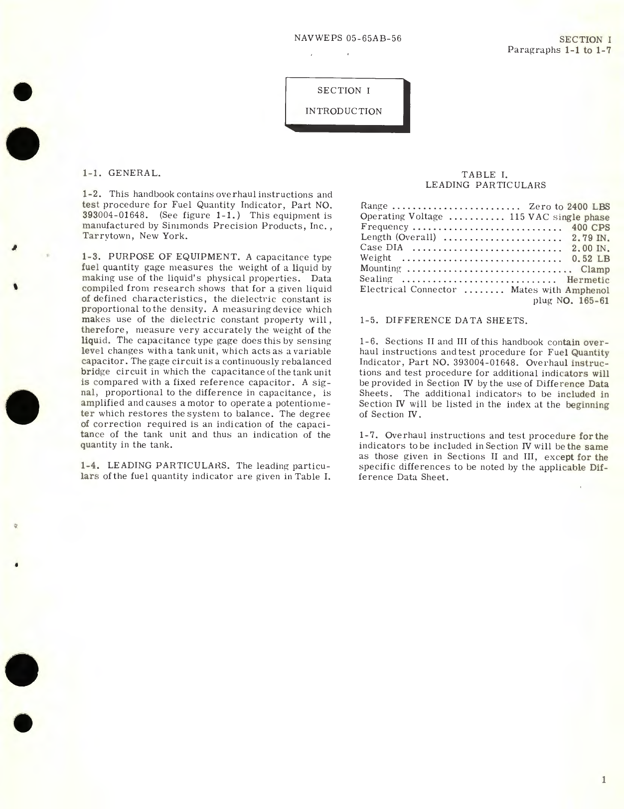 Sample page 5 from AirCorps Library document: Overhaul Instructions for Fuel Quantity Indicator Part No. 393004-01648