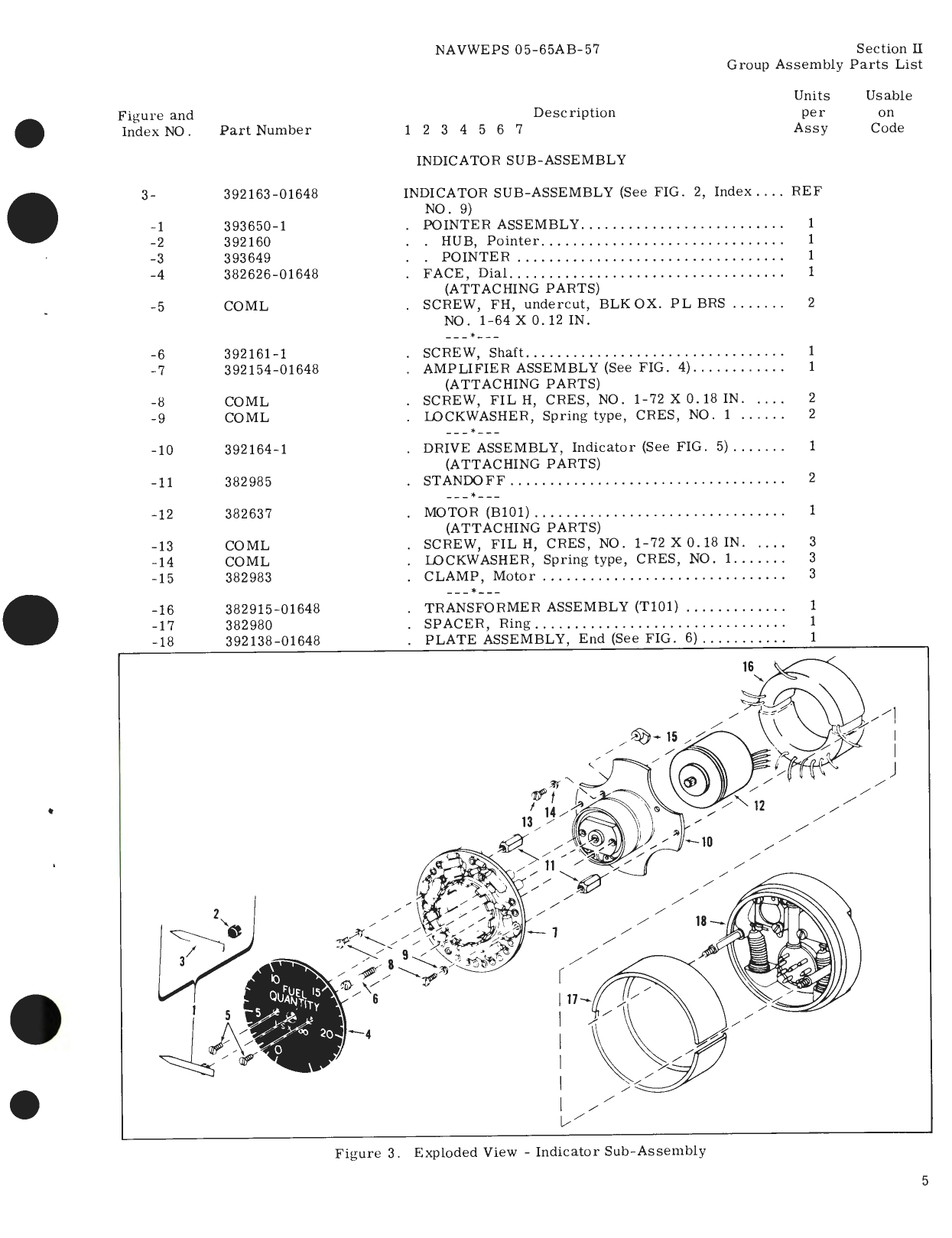 Sample page 9 from AirCorps Library document: Illustrated Parts Breakdown for Fuel Quantity Indicator Part No. 393004-01648 