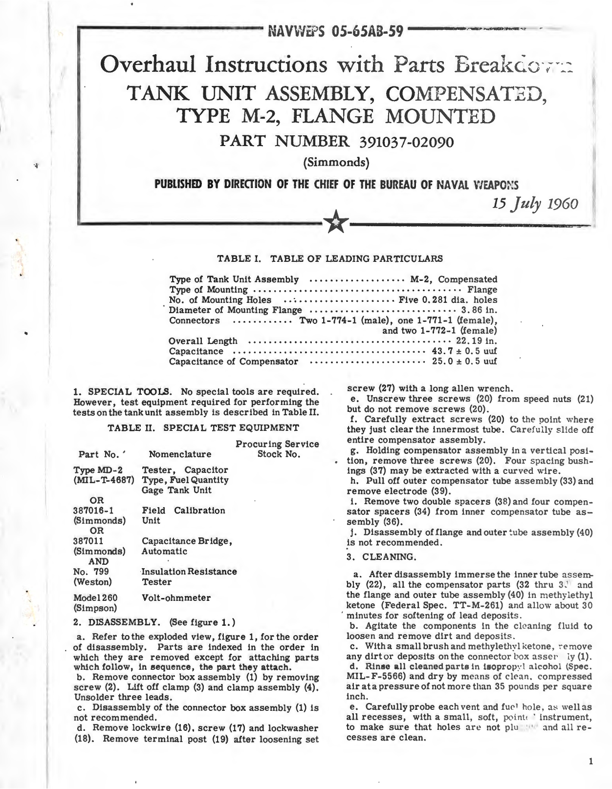 Sample page 1 from AirCorps Library document: Overhaul Instructions with Parts Breakdown for Tank Unit Assembly, Compensated, Type M-2 Flange, Mounted Part No. 391037-02090