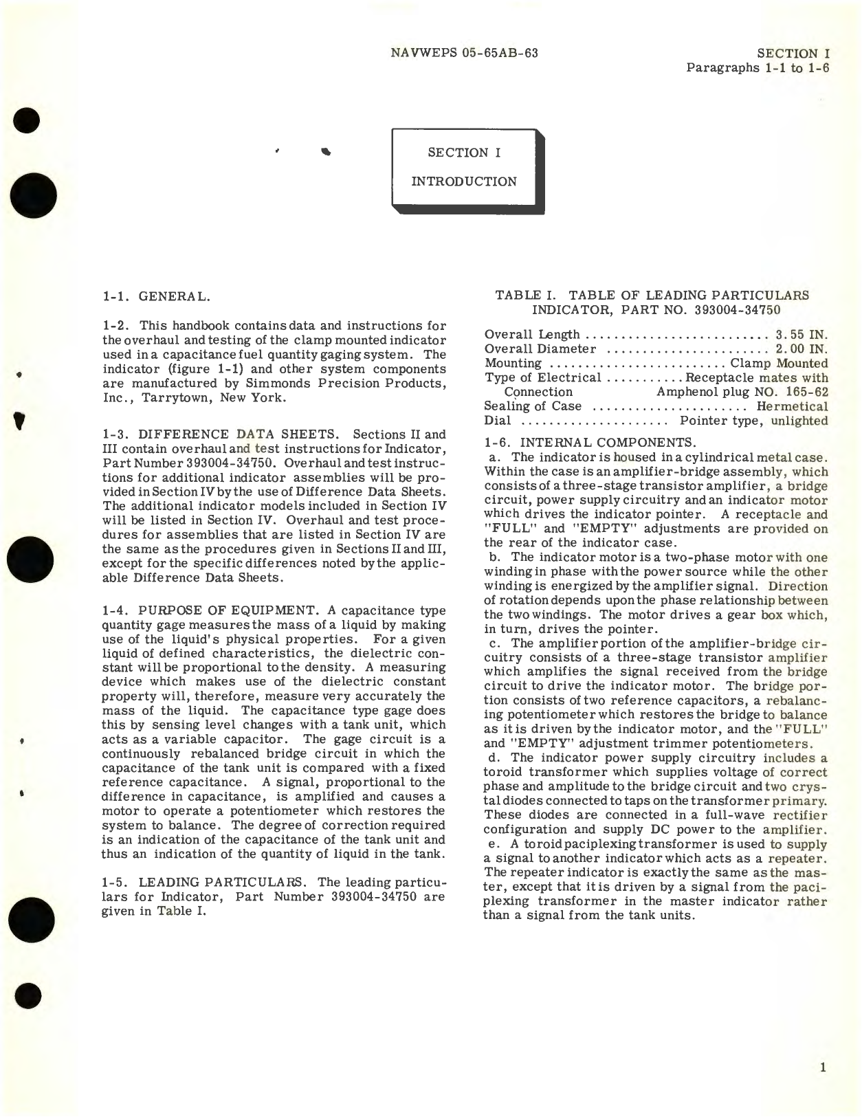 Sample page 5 from AirCorps Library document: Overhaul Instructions for Fuel Quantity Indicator, Part No. 393004-34750 