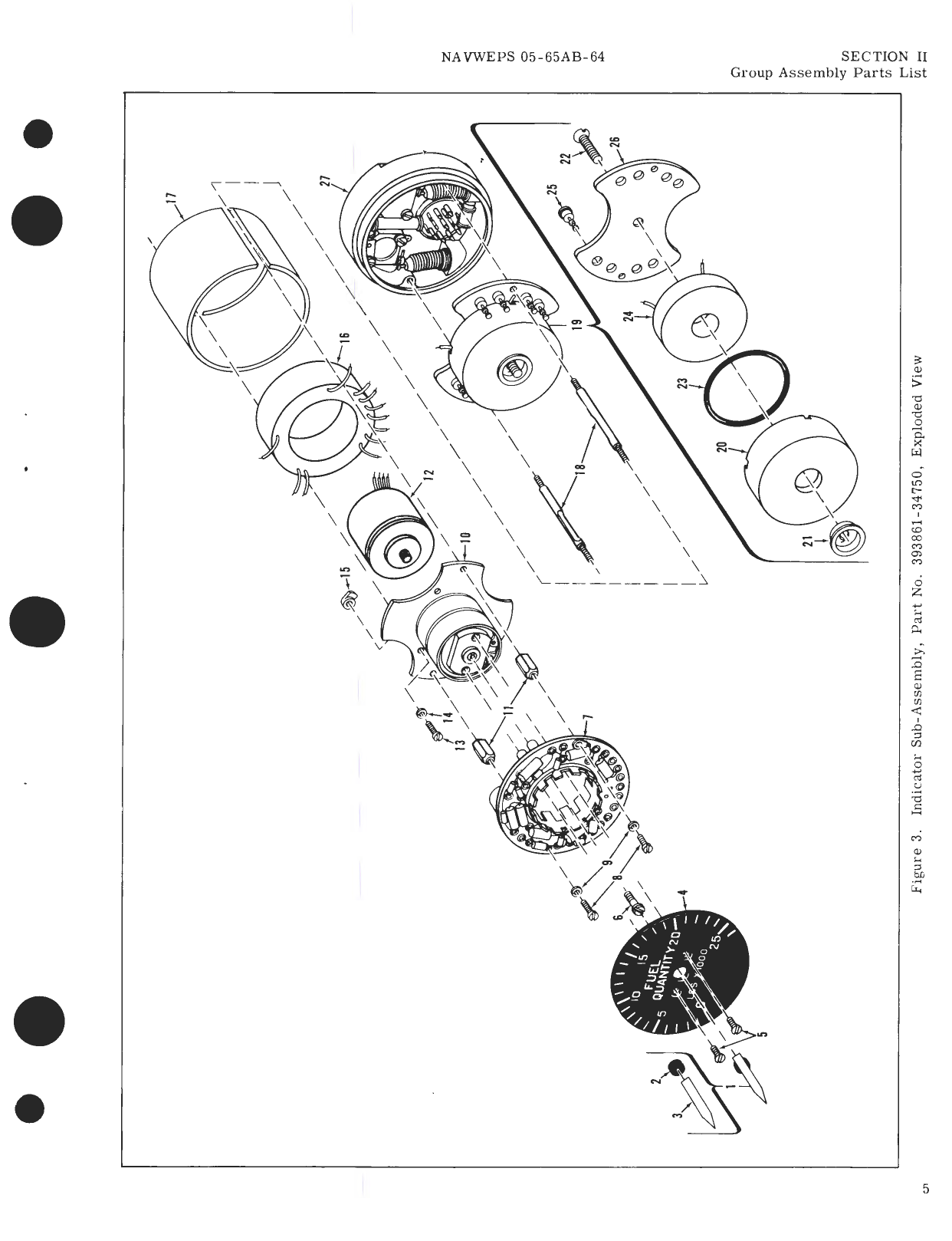 Sample page 5 from AirCorps Library document: Illustrated Parts Breakdown for Fuel Quantity Indicator, Part No. 393004-34750 