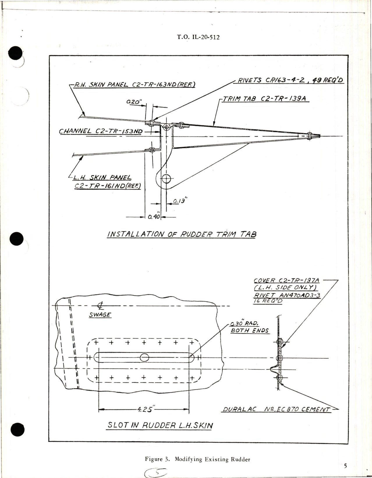 Sample page 5 from AirCorps Library document: Installation of Rudder Adjustable Trim Tab for L-20A