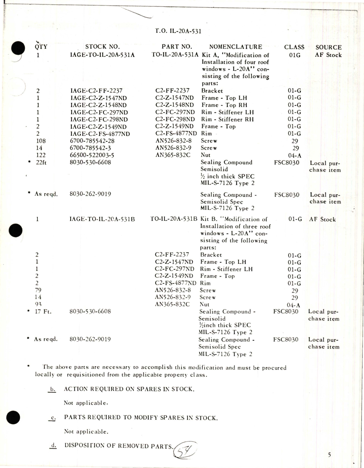 Sample page 5 from AirCorps Library document: Modification of Roof Window Installation for L-20A