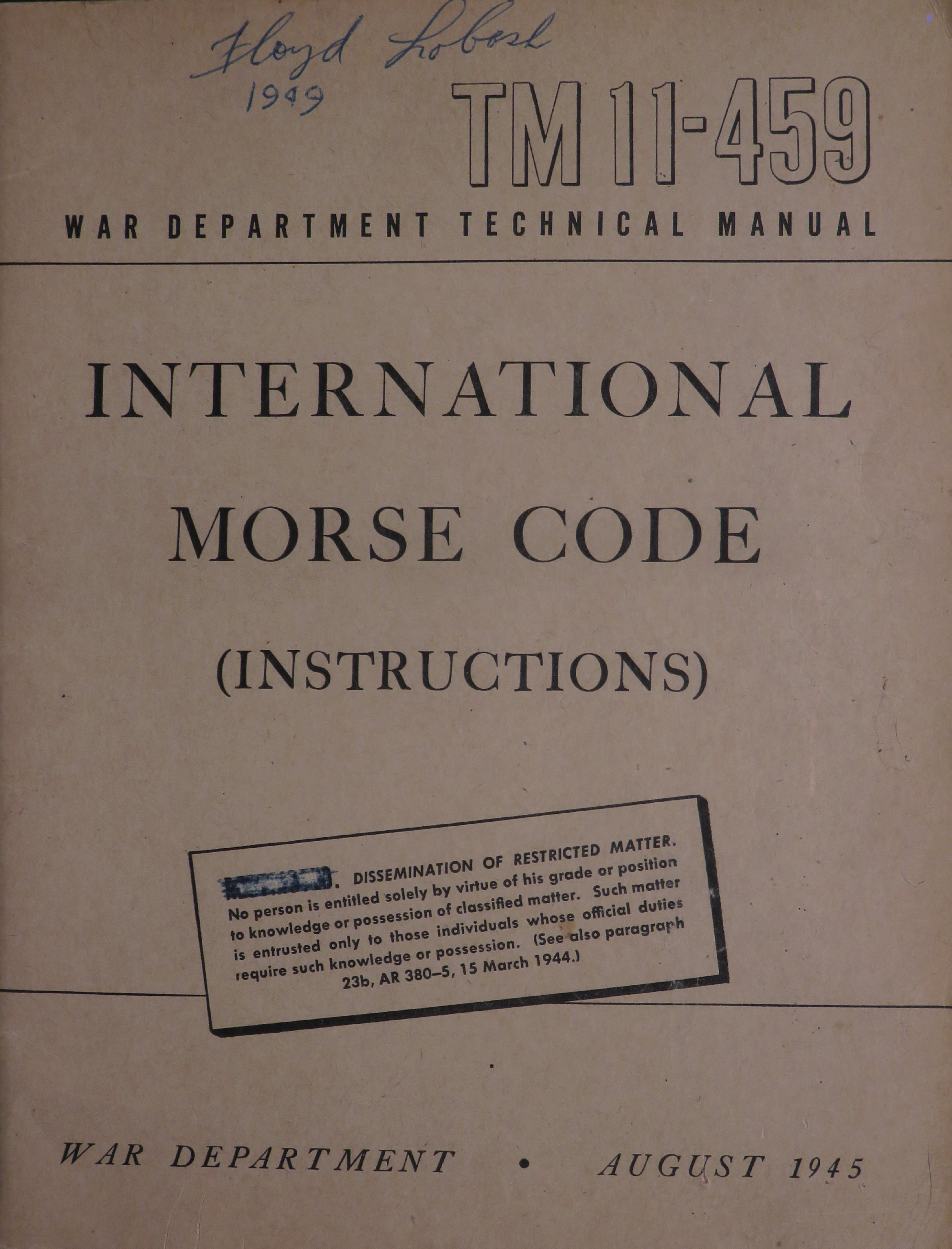 Sample page 1 from AirCorps Library document: International Morse Code Instructions