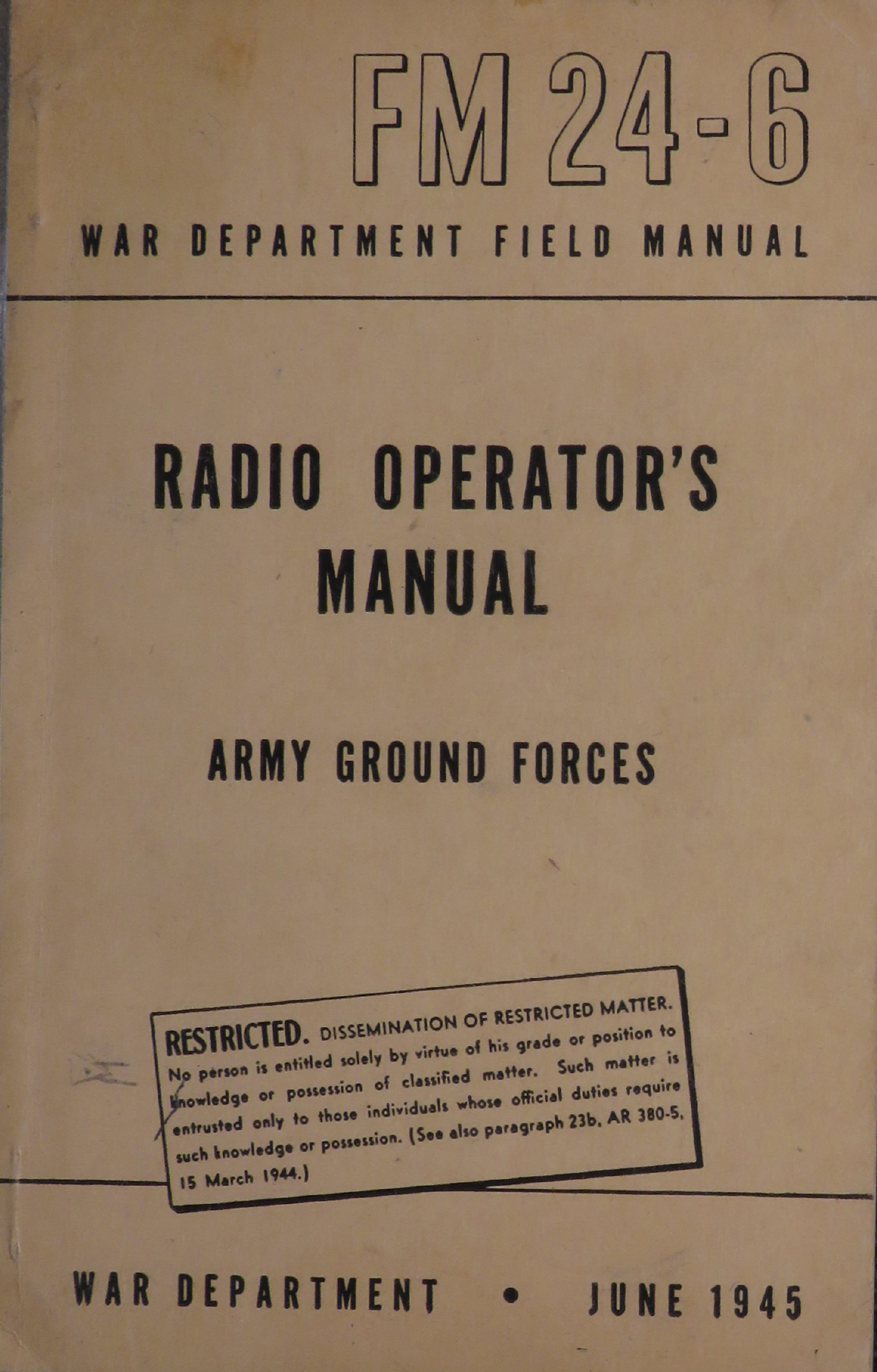 Sample page 1 from AirCorps Library document: Radio Operator's Manual