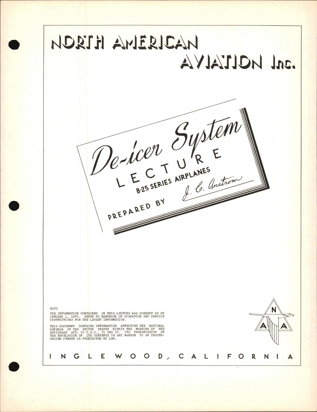 Sample page 1 from AirCorps Library document: Service School Lectures - De-Icer System