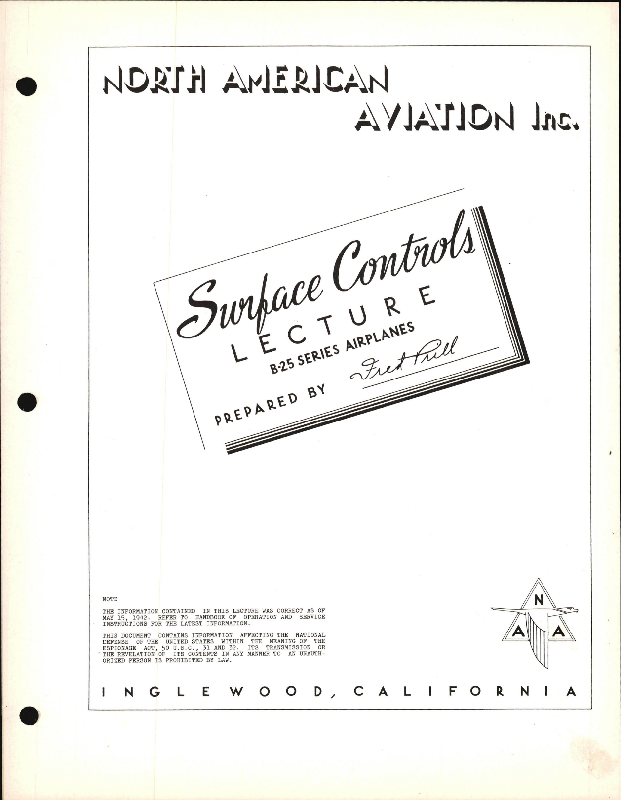 Sample page 1 from AirCorps Library document: Service School Lectures - Surface Controls