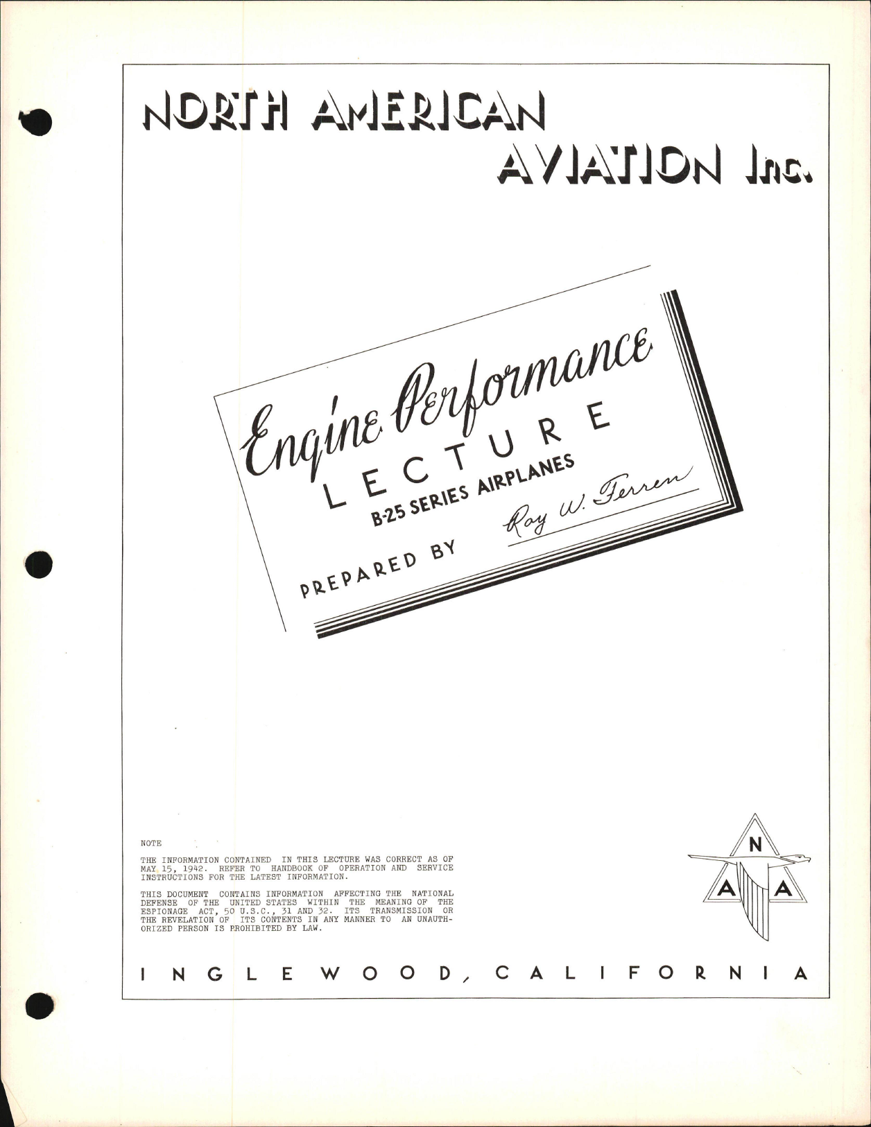 Sample page 1 from AirCorps Library document: Service School Lectures - Engine Performance