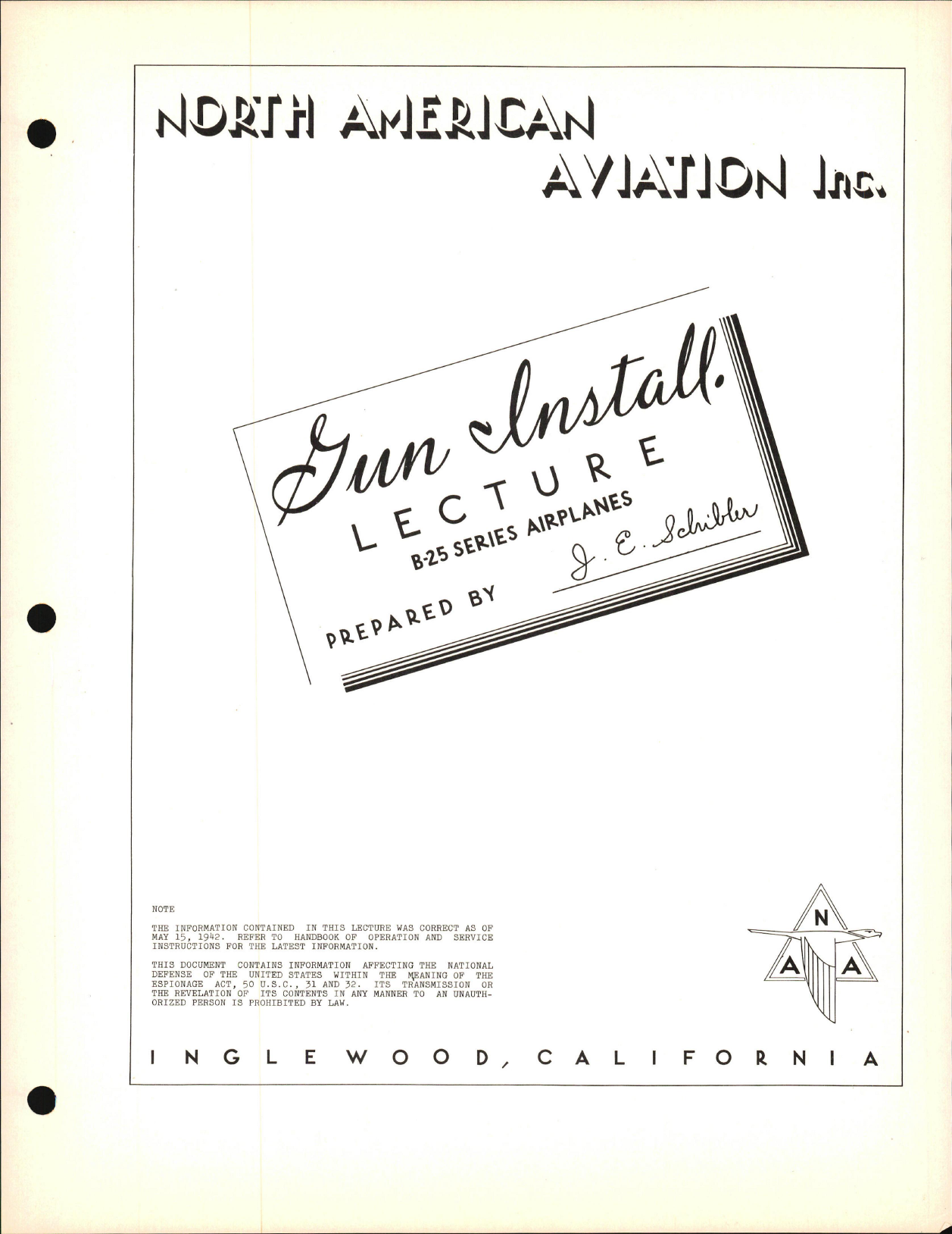 Sample page 1 from AirCorps Library document: Service School Lectures - Gun Install