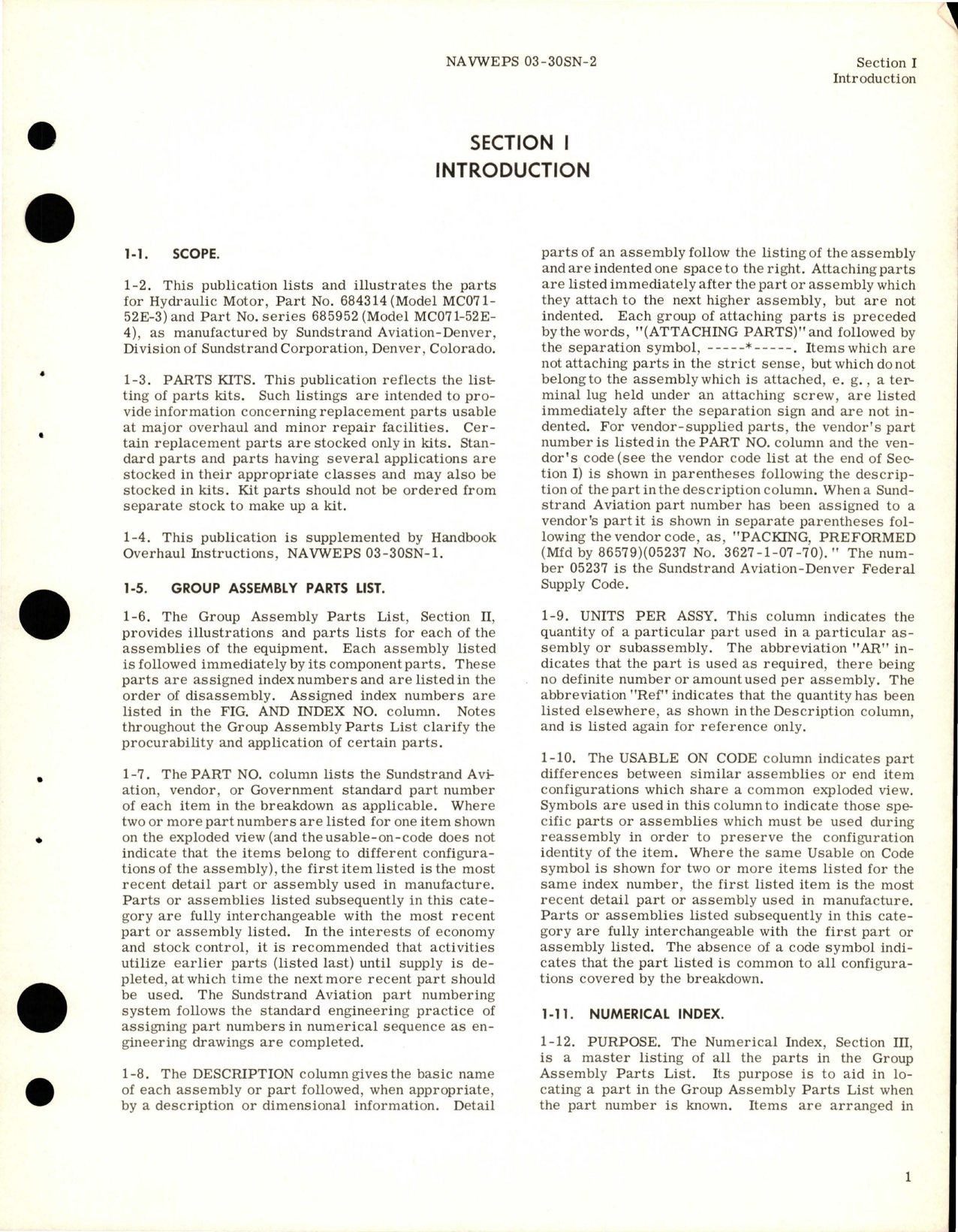 Sample page 5 from AirCorps Library document: Illustrated Parts Breakdown for Hydraulic Motor - Parts 684314, 685952, 685952A, and 685952B