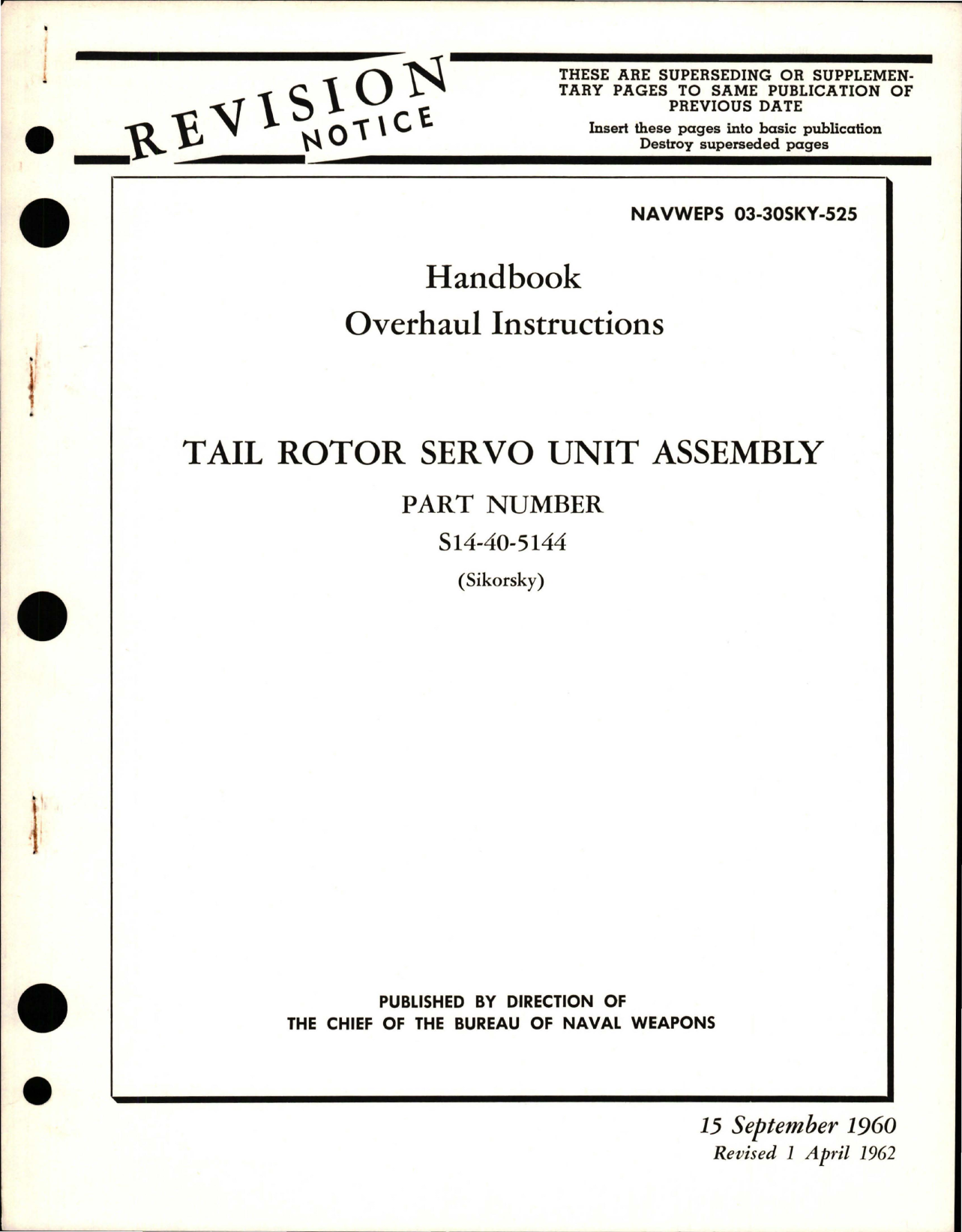 Sample page 1 from AirCorps Library document: Overhaul Instructions for Tail Rotor Servo Unit Assembly - Part S14-40-5144 