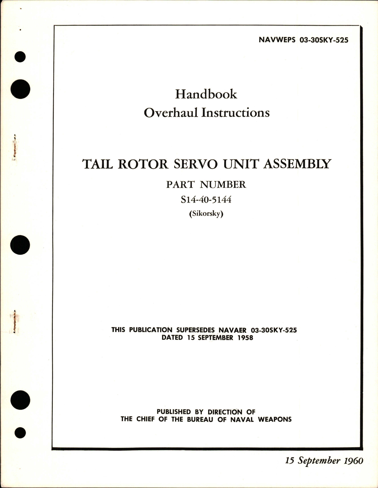 Sample page 1 from AirCorps Library document: Overhaul Instructions for Tail Rotor Servo Unit Assembly - Part S14-40-5144 