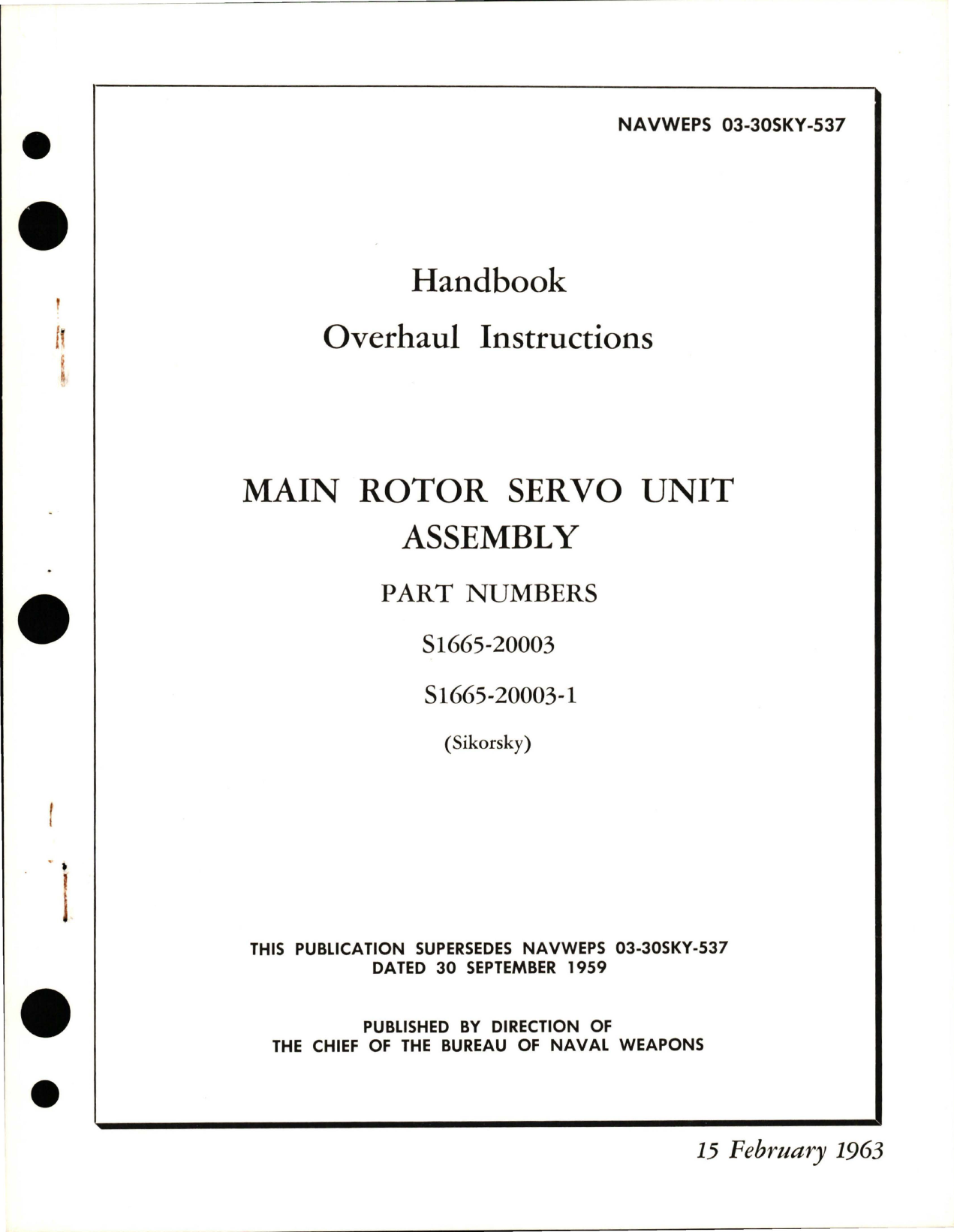 Sample page 1 from AirCorps Library document: Overhaul Instructions for Motor Rotor Servo Unit Assembly - Parts S1665-20003 and S1665-20003-1