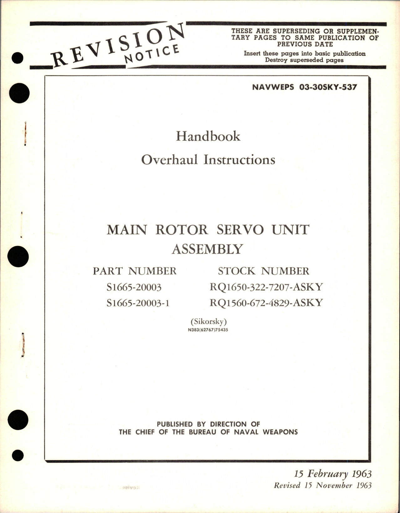 Sample page 1 from AirCorps Library document: Overhaul Instructions for Motor Rotor Servo Unit Assembly - Parts S1665-20003 and S1665-20003-1