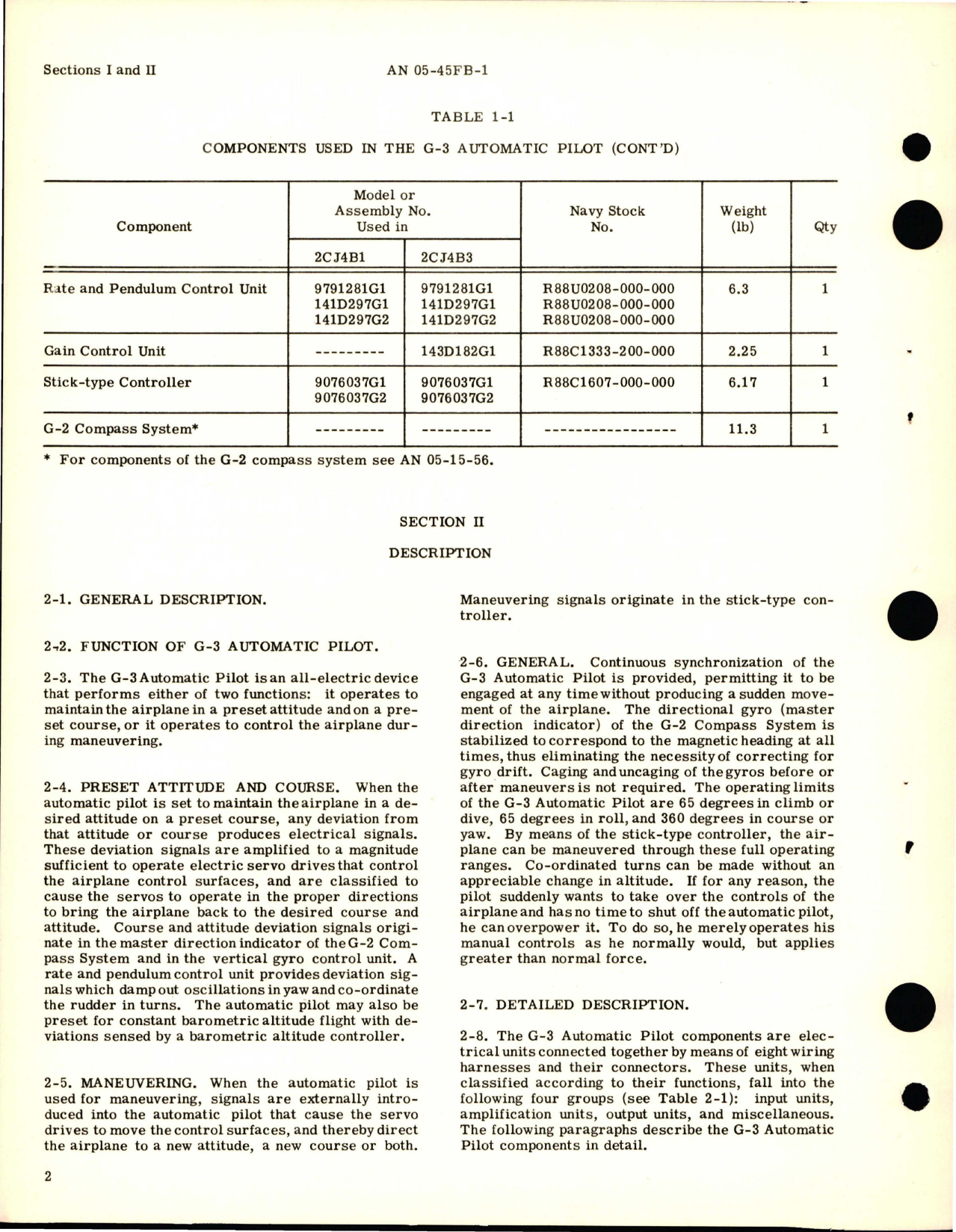 Sample page 8 from AirCorps Library document: Operation and Service Instructions for G-3 Automatic Pilot - Model 2CJ4B1 and 2CJ4B3 
