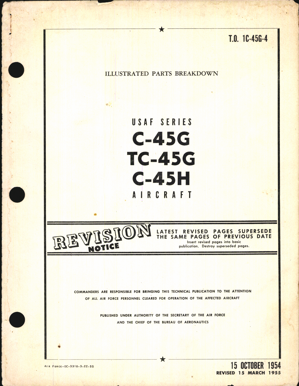 Sample page 1 from AirCorps Library document: Illustrated Parts Breakdown for C-45G, TC-45G, and C-45H