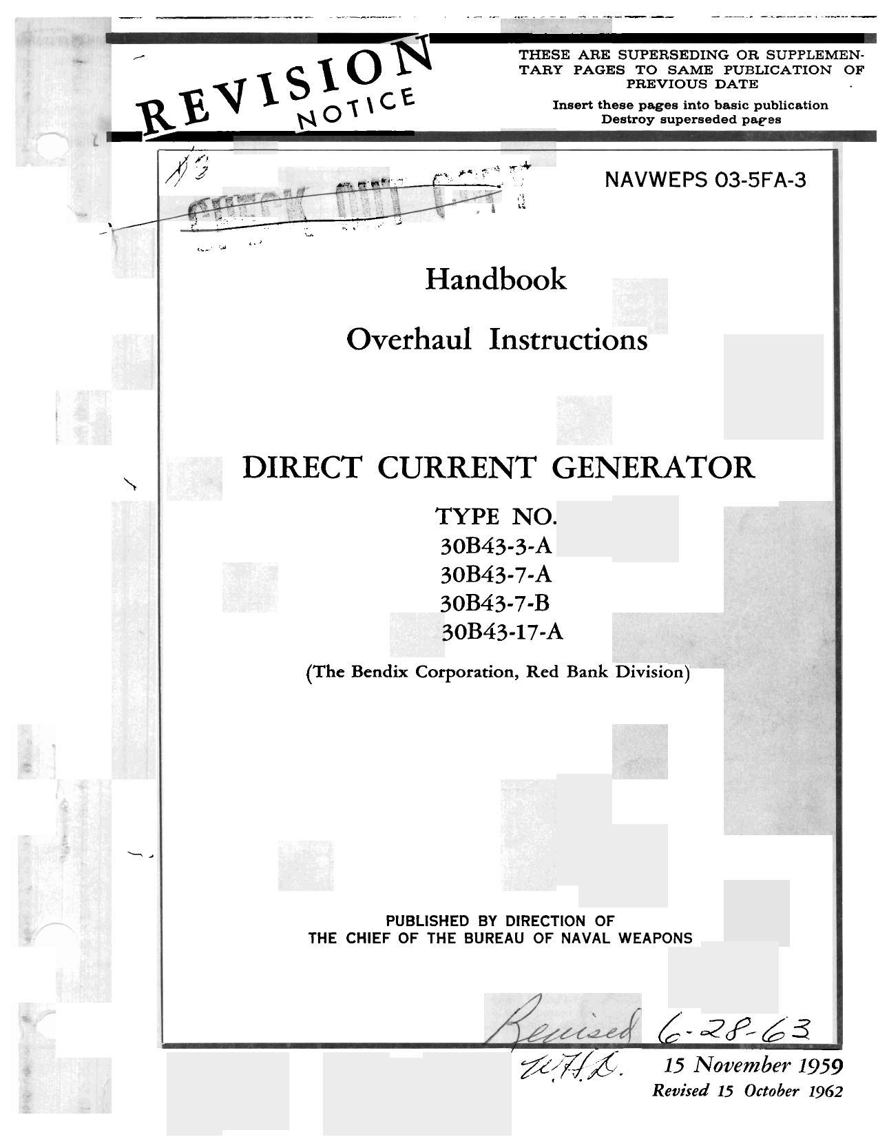 Sample page 1 from AirCorps Library document: Overhaul Instructions for Direct Current Generator - Types 30B43-3-A, 30B43-7-A, 30B43-7-B, 30B43-17-A