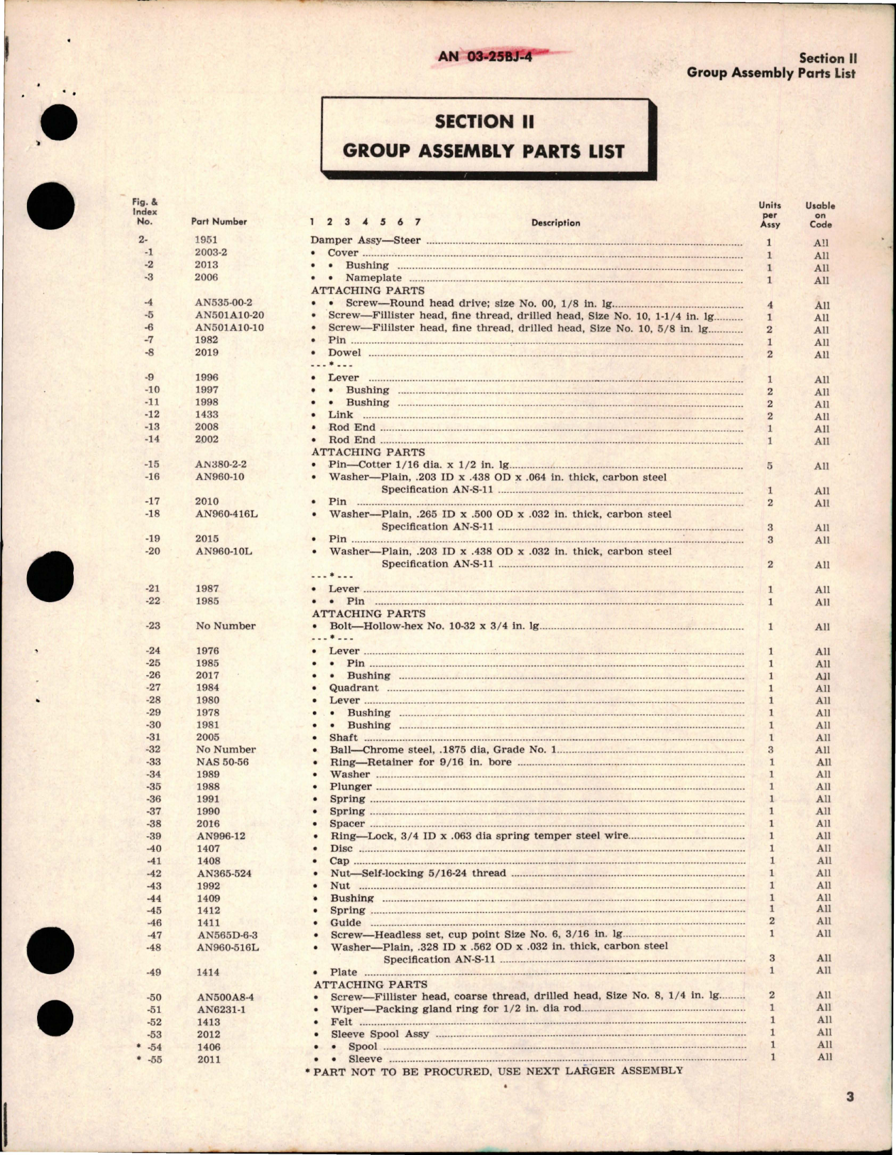 Sample page 5 from AirCorps Library document: Illustrated Parts Breakdown for Steer Damper - Parts 1951 and 2022