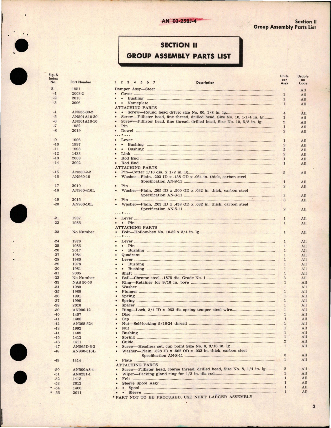 Sample page 5 from AirCorps Library document: Illustrated Parts Breakdown for Steer Damper - Parts 1951 and 2022