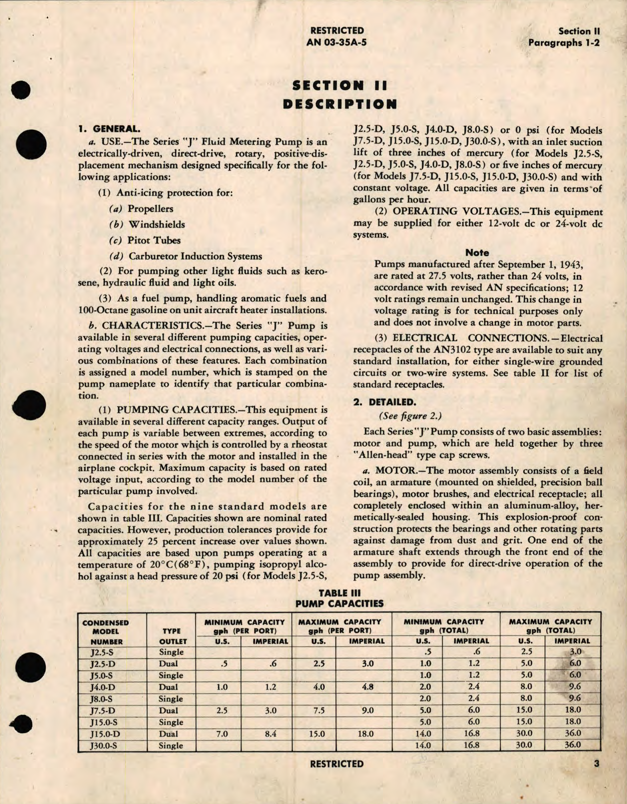 Sample page 7 from AirCorps Library document: Operation, Service, and Overhaul Instructions with Parts Catalog for Model No. J, Fluid Metering Pump 