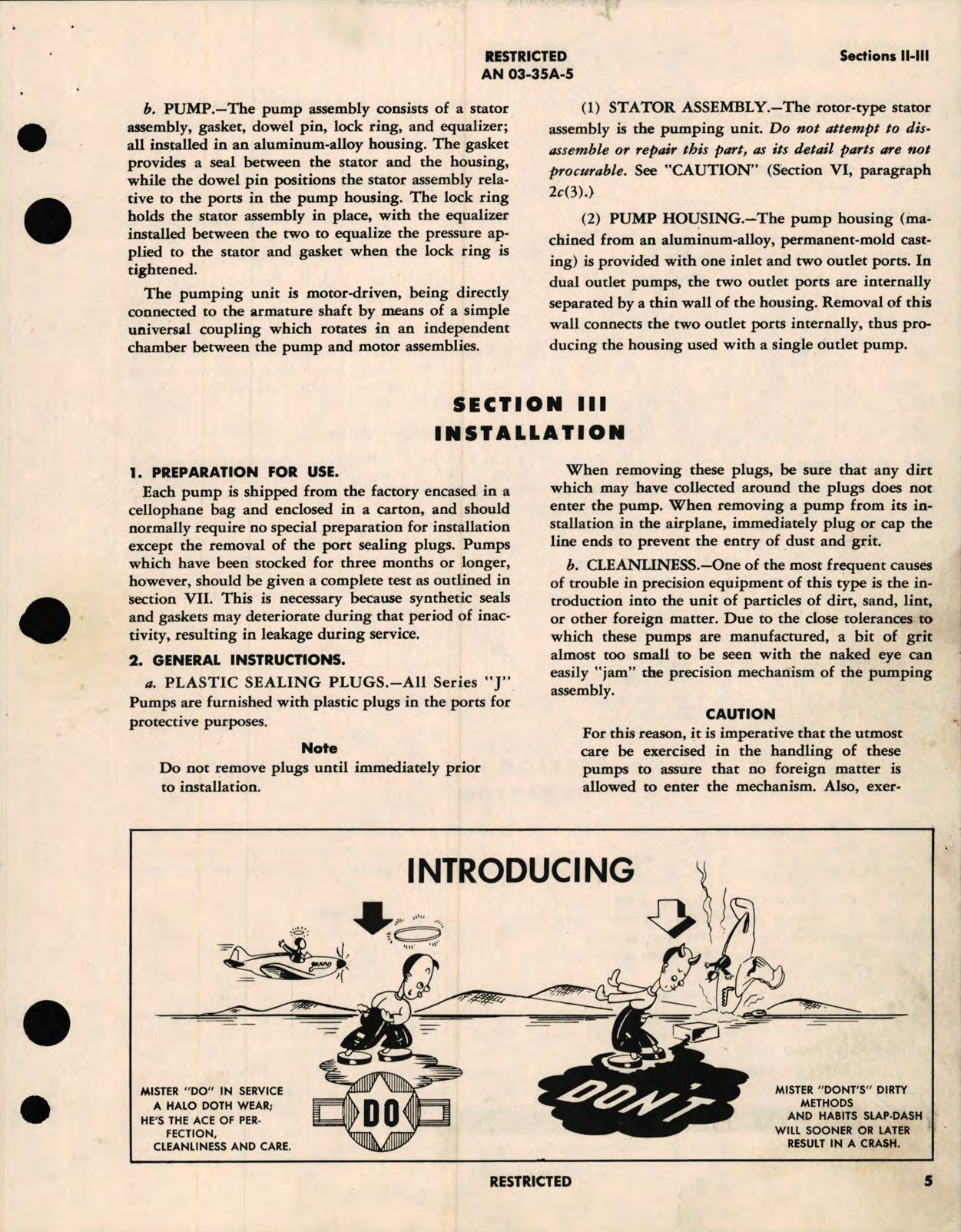 Sample page 9 from AirCorps Library document: Operation, Service, and Overhaul Instructions with Parts Catalog for Model No. J, Fluid Metering Pump 