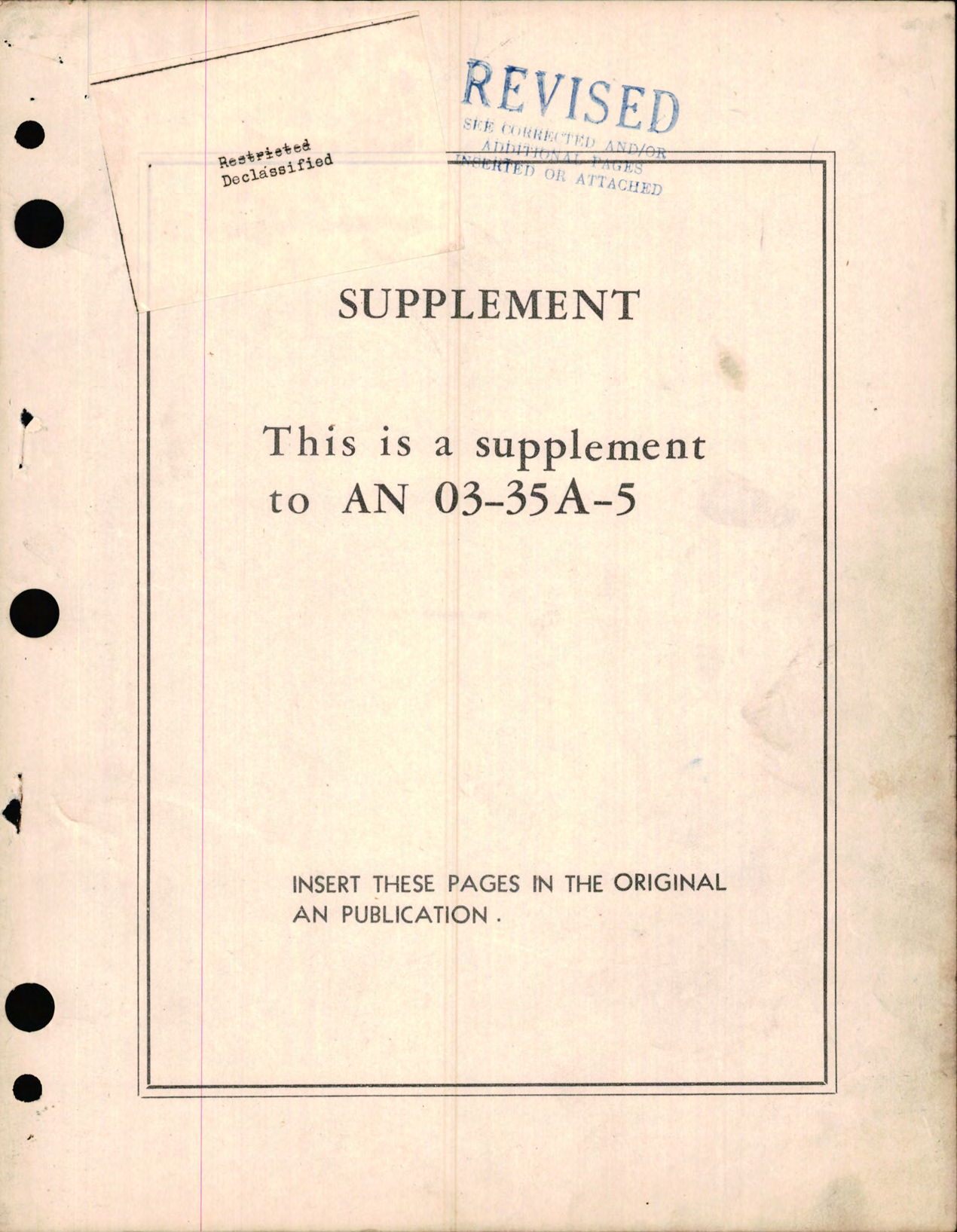 Sample page 1 from AirCorps Library document: Supplement for AN 03-35A-5, Instructions with Parts Catalog for Model No. J, Fluid Metering Pump 