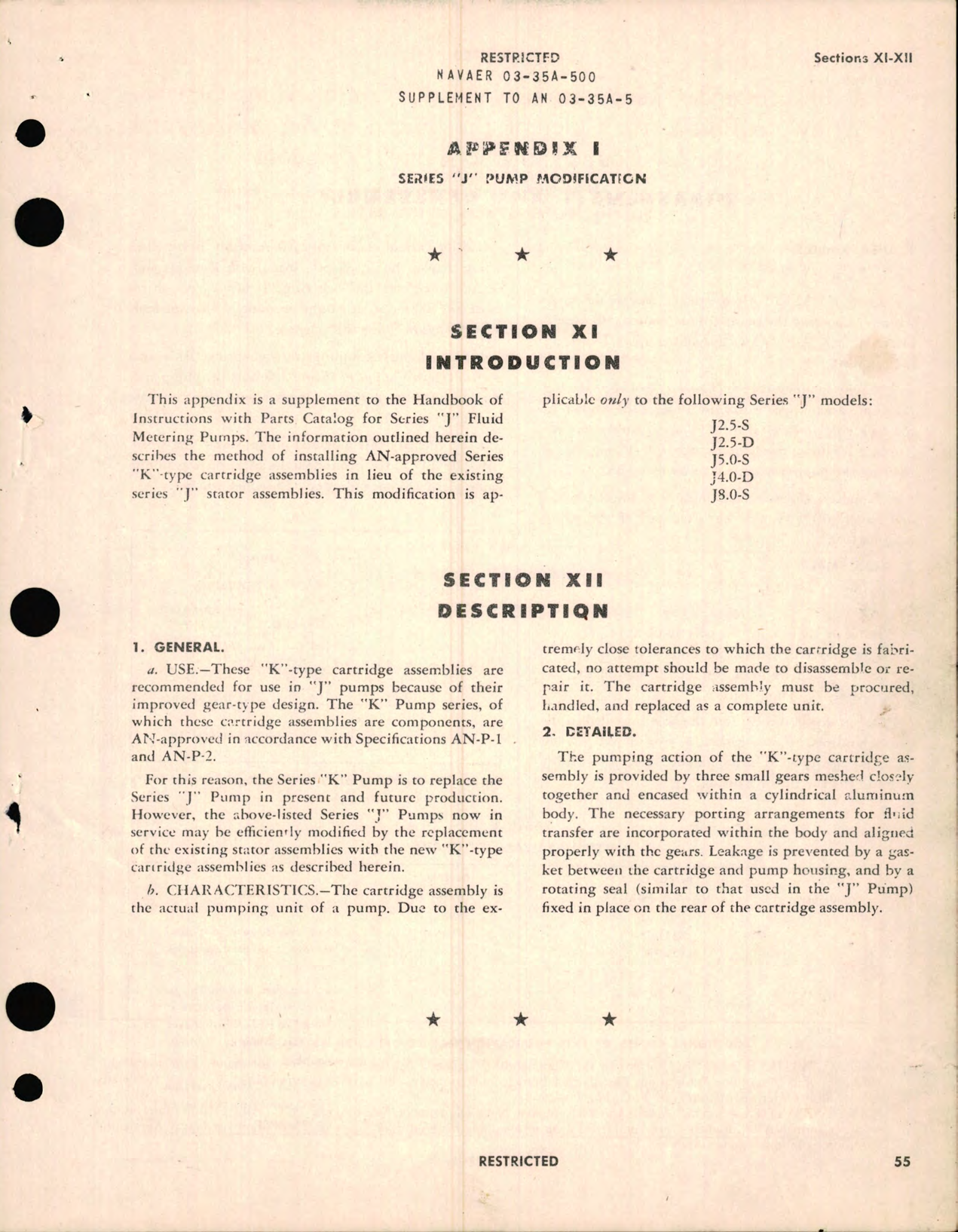 Sample page 5 from AirCorps Library document: Supplement for AN 03-35A-5, Instructions with Parts Catalog for Model No. J, Fluid Metering Pump 