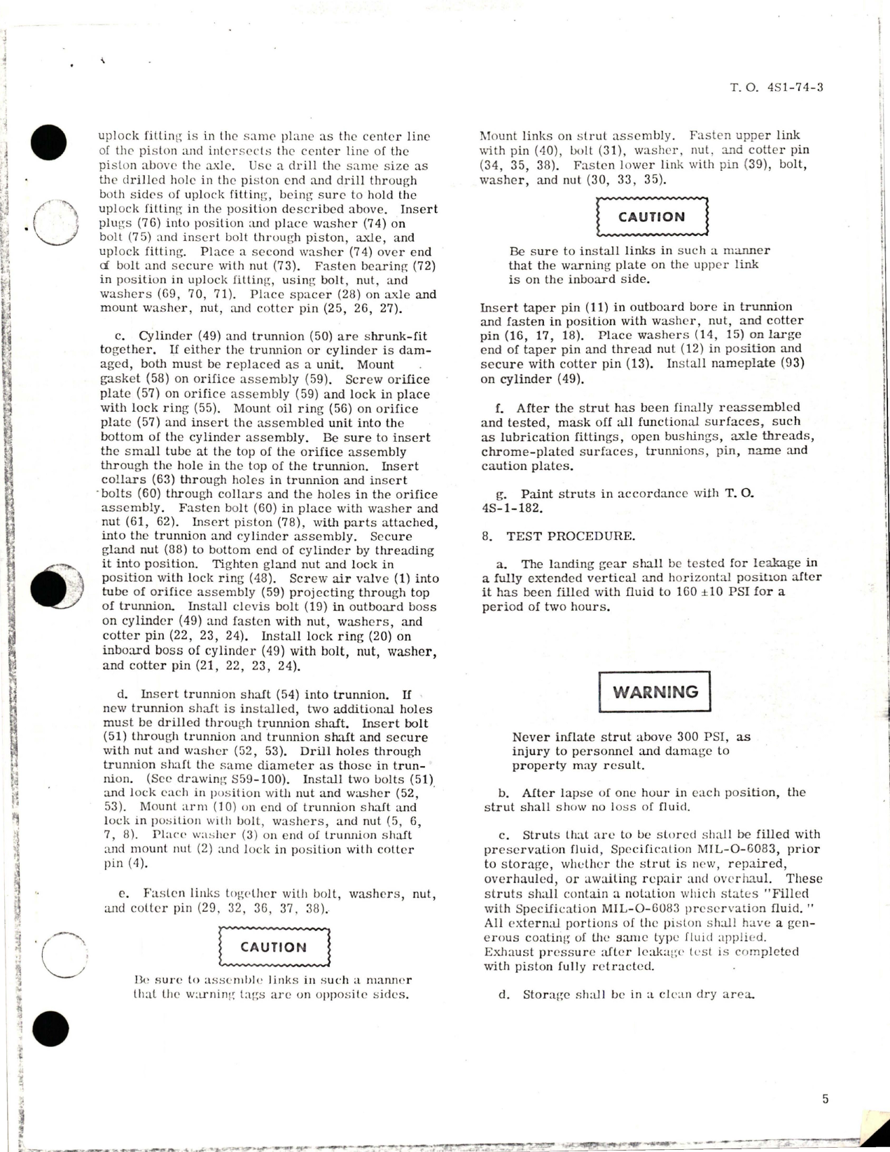 Sample page 5 from AirCorps Library document: Overhaul Instructions with Parts Breakdown for Main Landing Gear Strut Assemblies - Parts RA75450-1, RA75450-2, RA75450-21, and RA75450-22