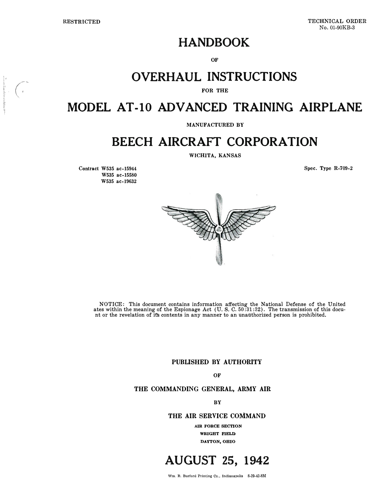 Sample page 1 from AirCorps Library document: Overhaul Instructions - AT-10