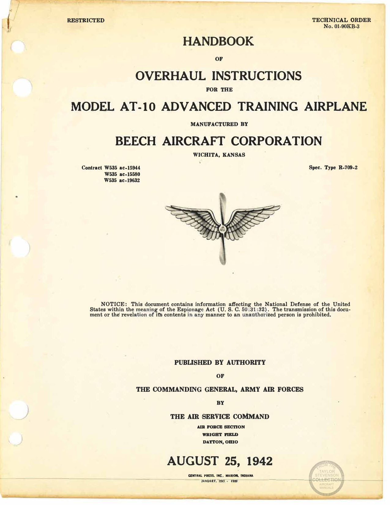 Sample page 1 from AirCorps Library document: Overhaul Instructions - AT-10