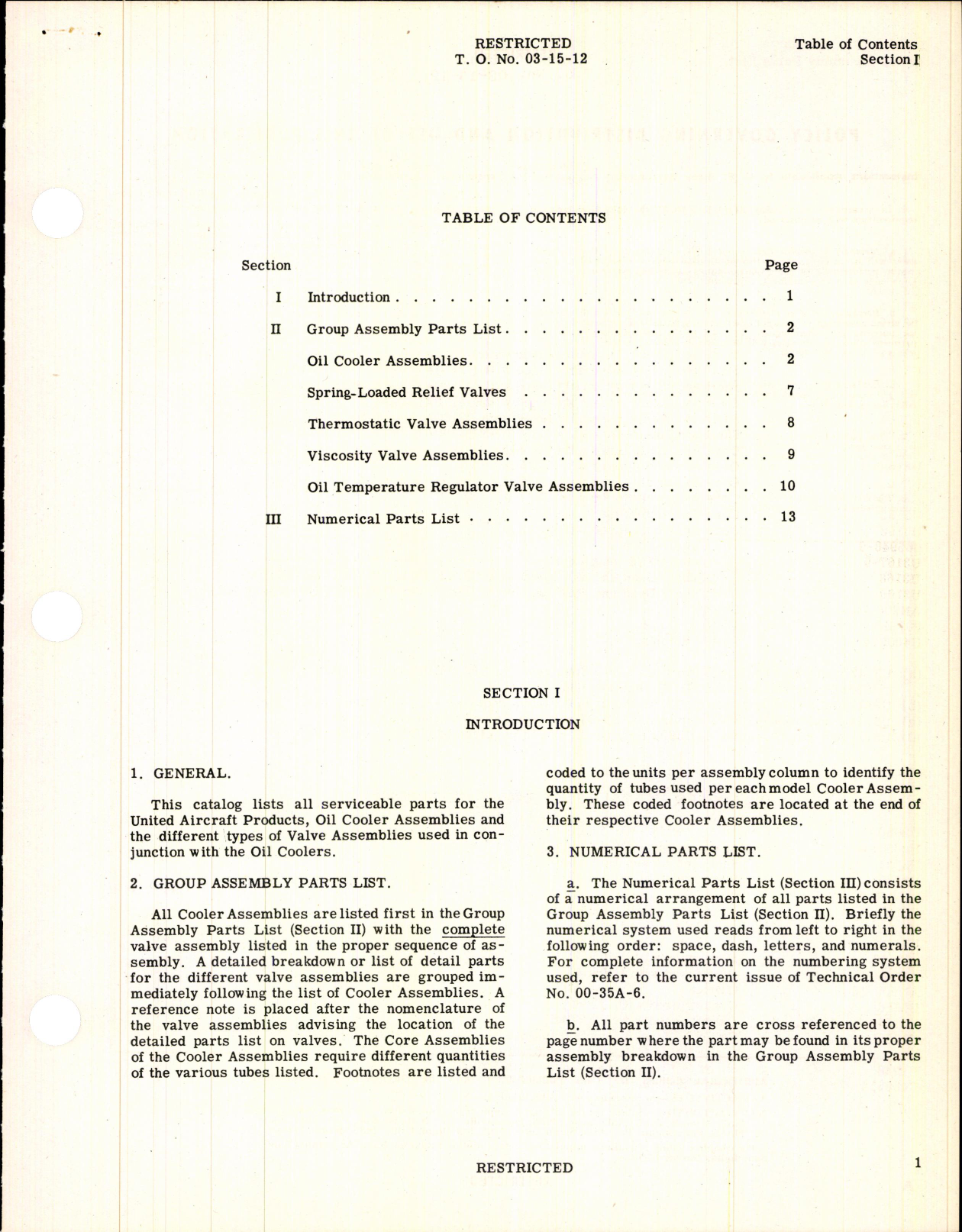 Sample page 3 from AirCorps Library document: Parts Catalog for Oil Cooler and Control Valves