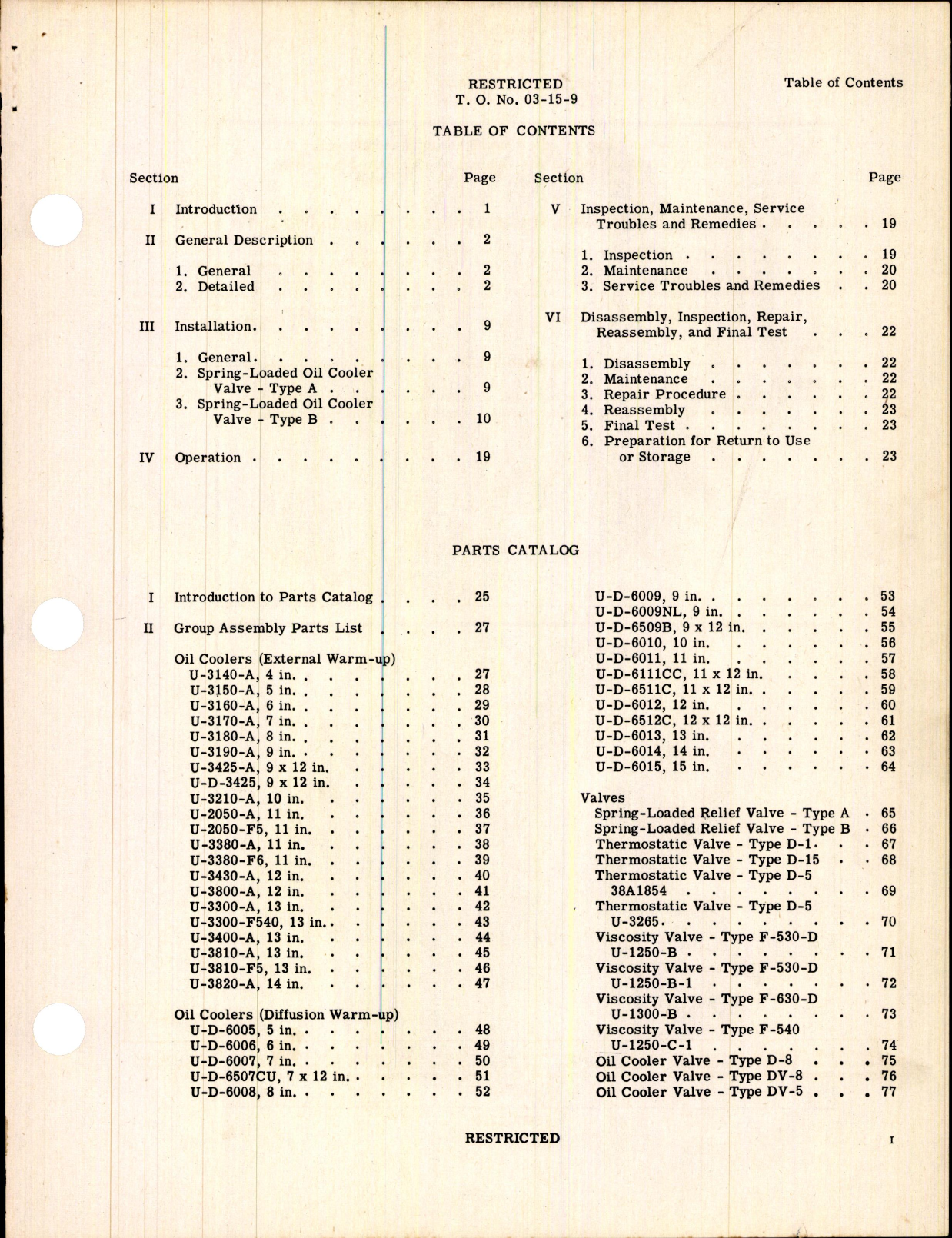 Sample page 3 from AirCorps Library document: Instructions with Parts Catalog for Oil Coolers