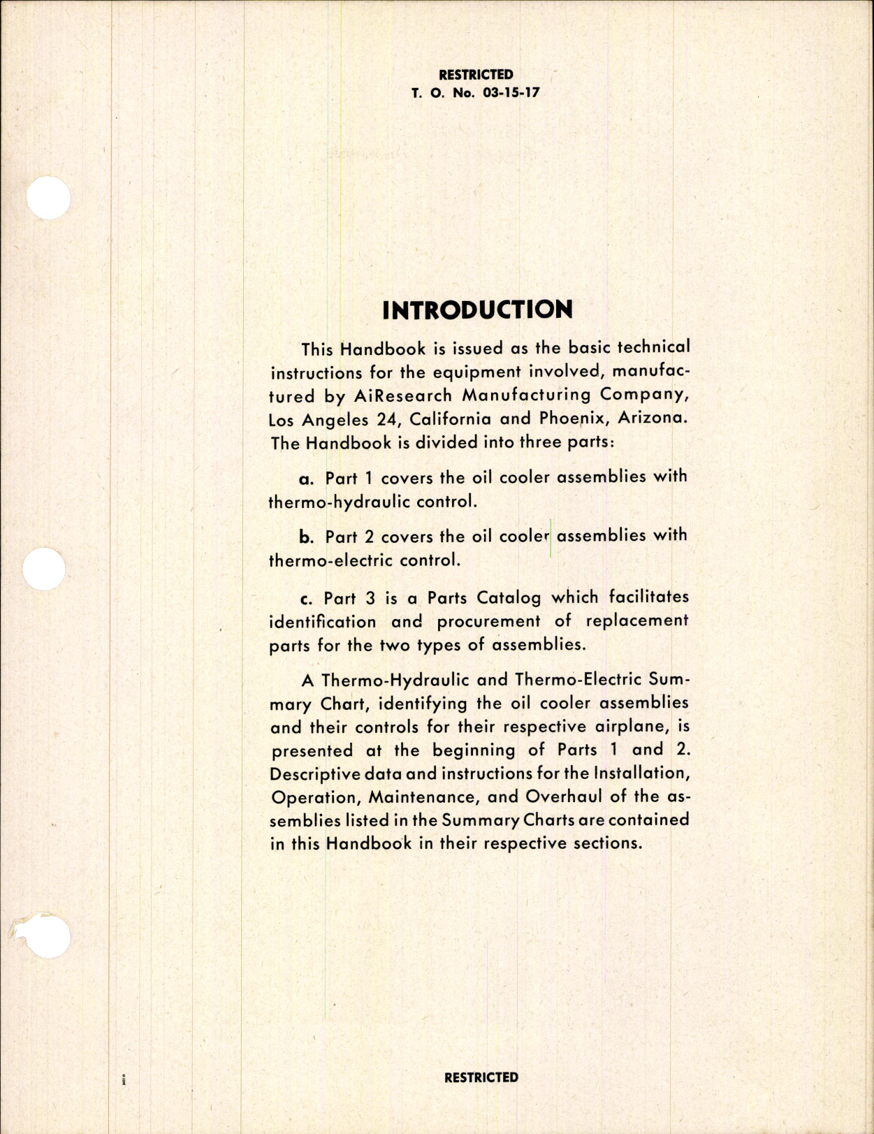 Sample page 3 from AirCorps Library document: Instructions with Parts Catalog for Airesearch Oil Temperature Regulators