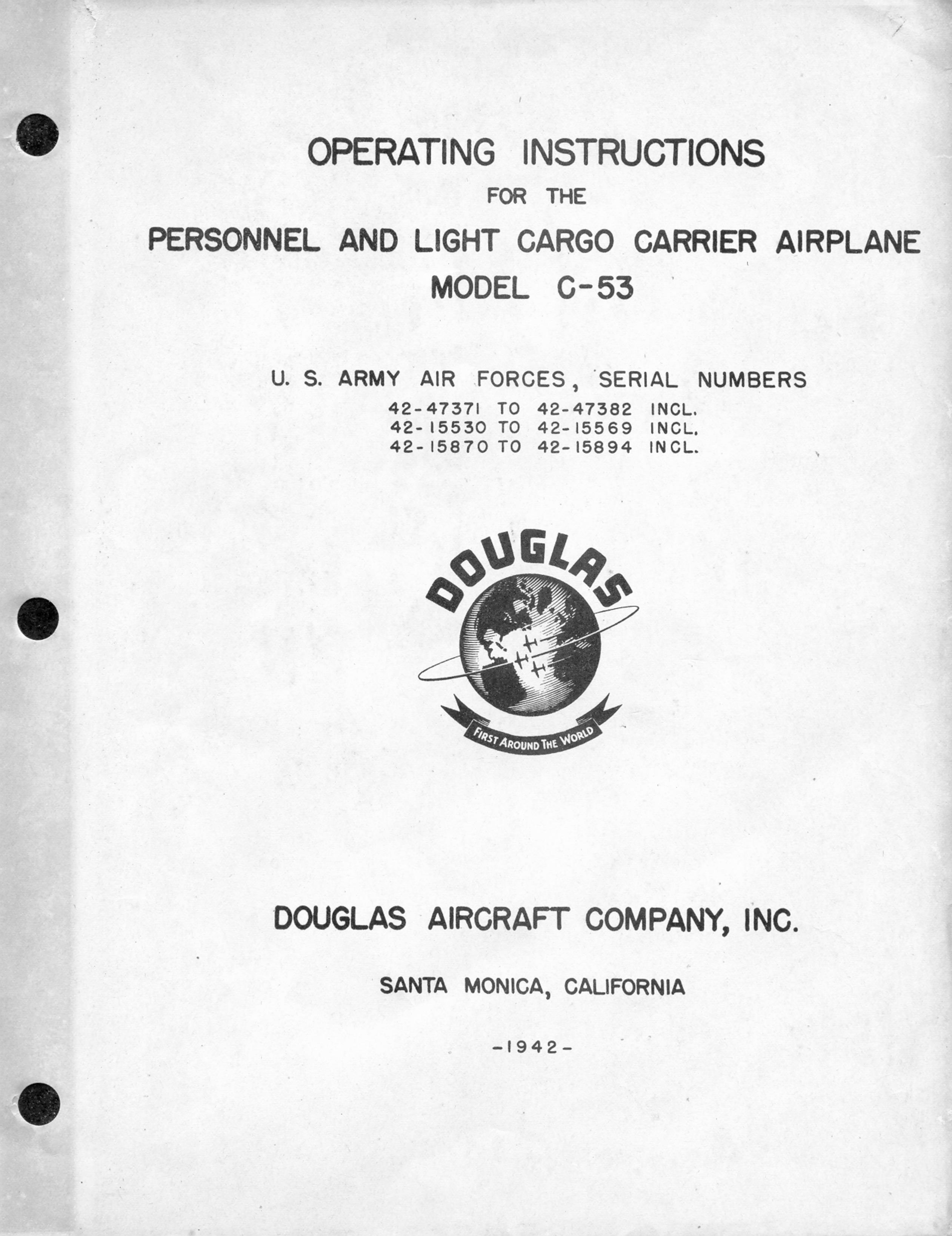Sample page 2 from AirCorps Library document: Operating Instructions for Model C-53
