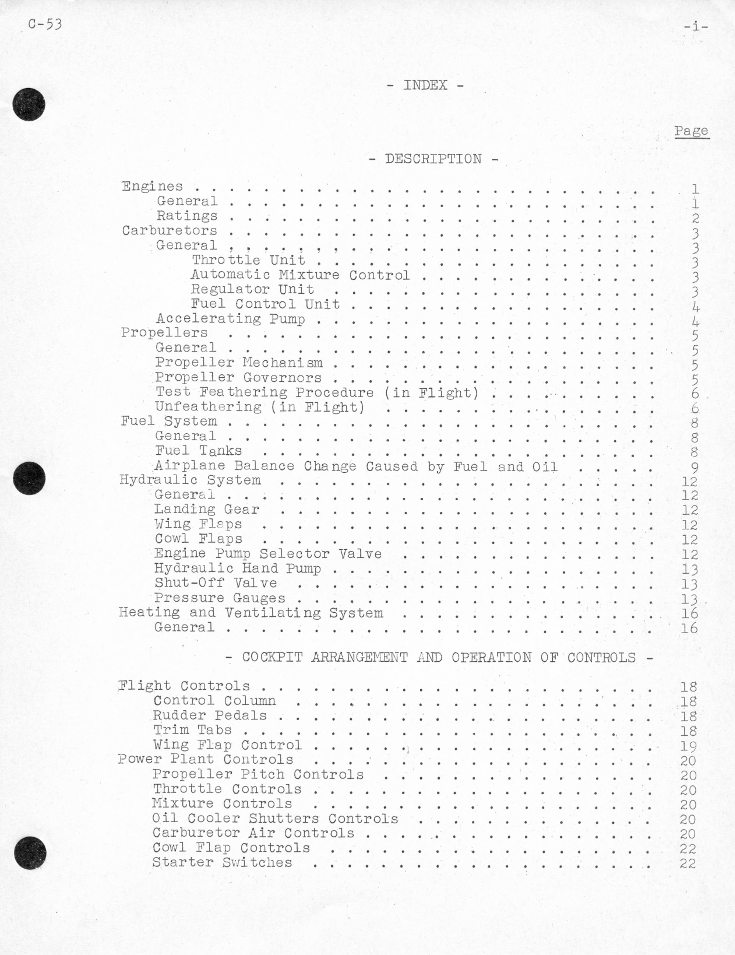 Sample page 5 from AirCorps Library document: Operating Instructions for Model C-53