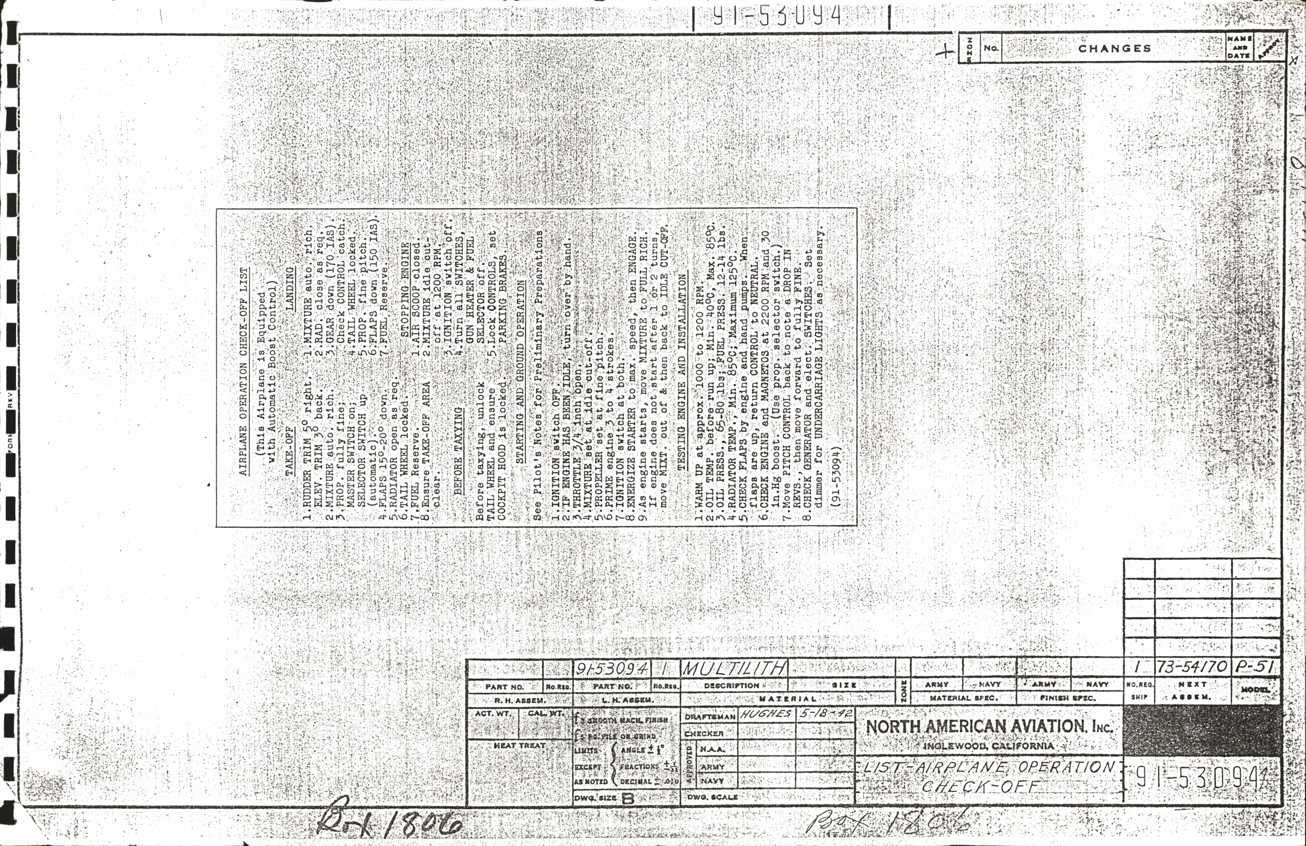 Sample page 1 from AirCorps Library document: Final Corrected Data Model Specification for Model P-51C-10-NT Airplanes