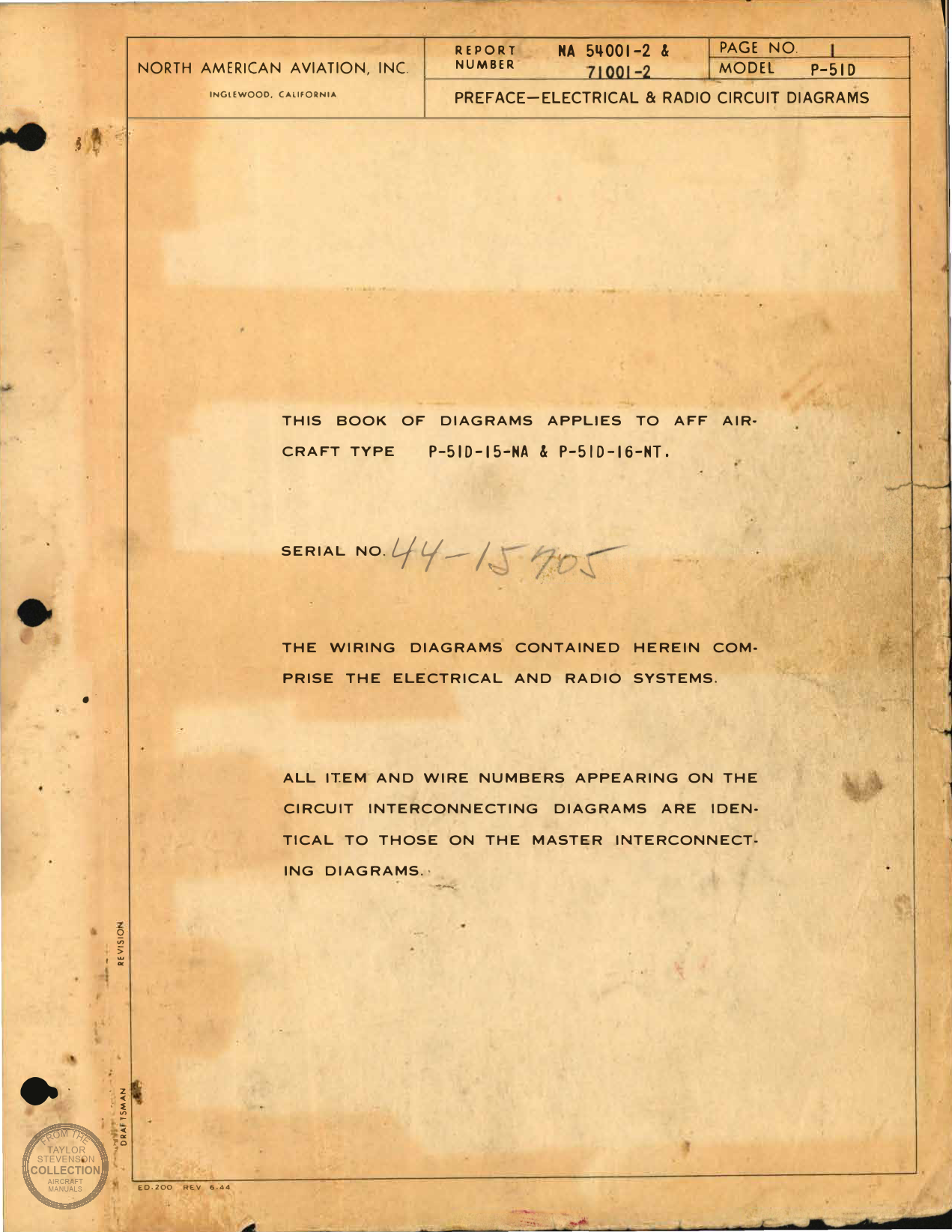 Sample page 1 from AirCorps Library document: Circuit Diagrams - P-51