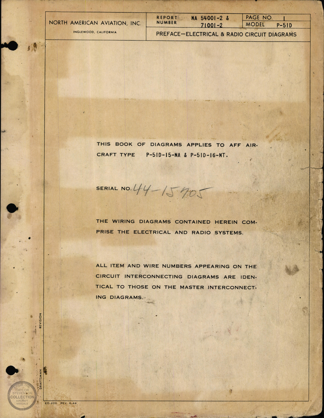 Sample page 1 from AirCorps Library document: Circuit Diagrams - P-51