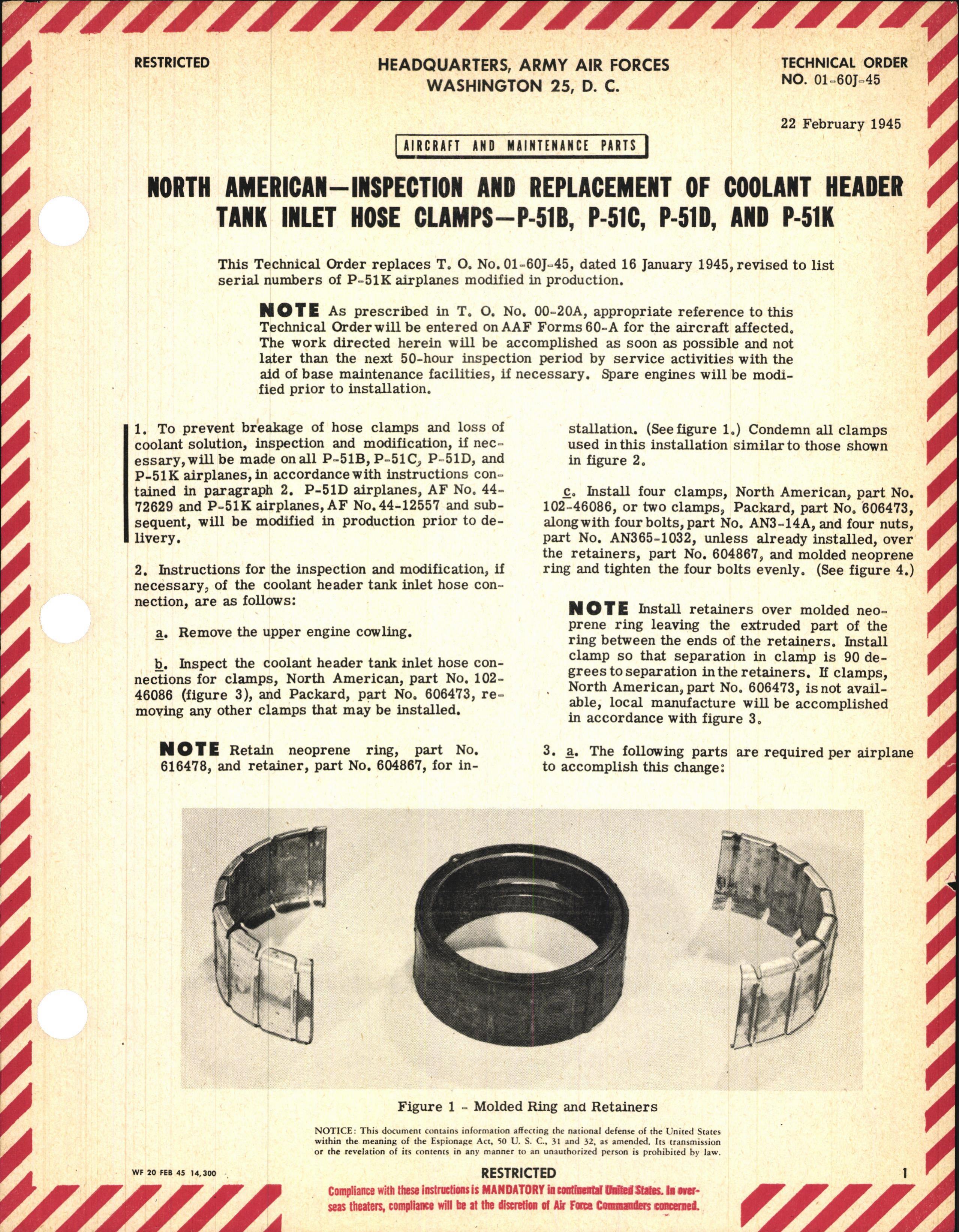 Sample page 1 from AirCorps Library document: Inspection and Replacement of Coolant Header Tank Inlet Hose Clamps