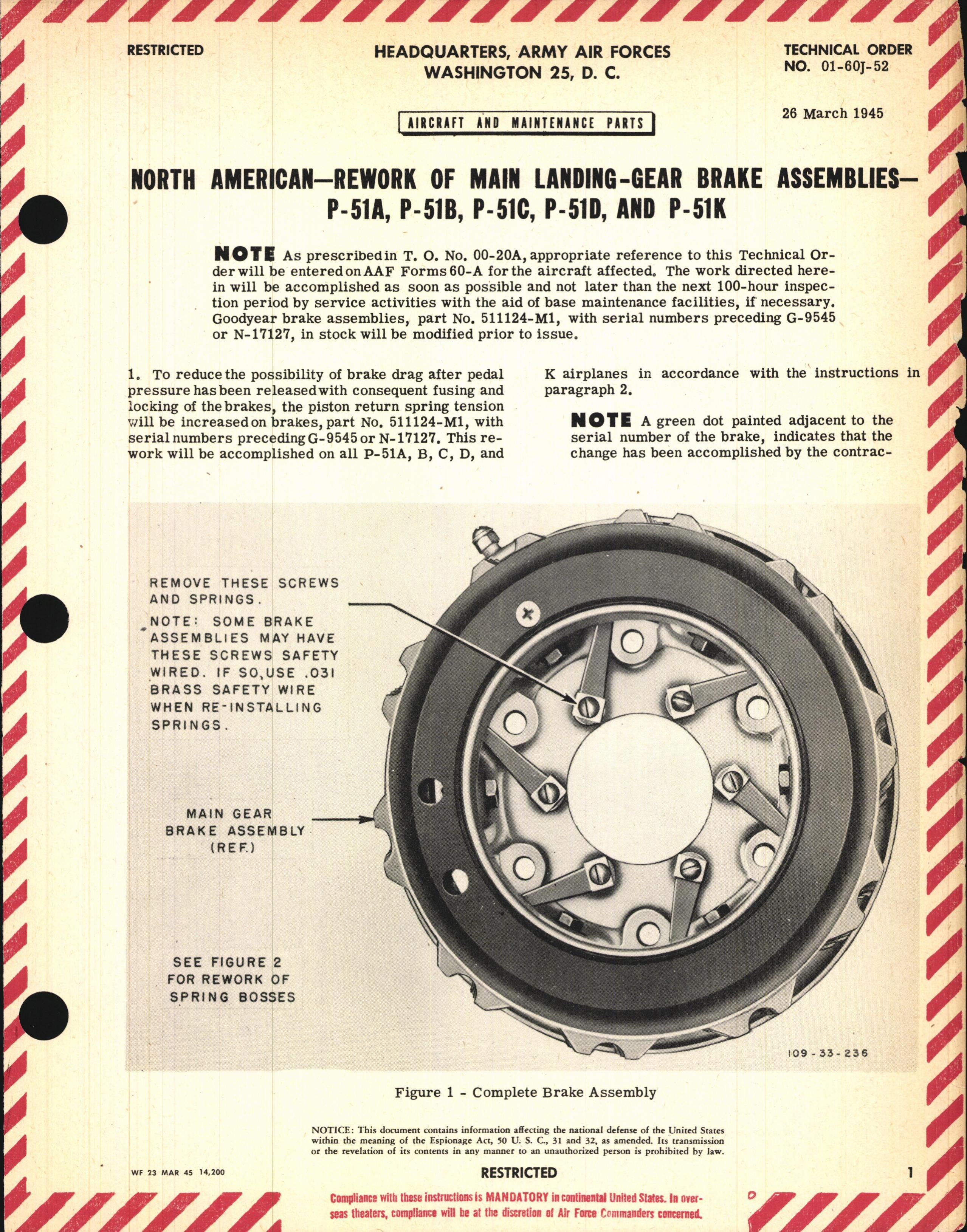 Sample page 1 from AirCorps Library document: Rework of Main Landing-Gear Brake Assemblies