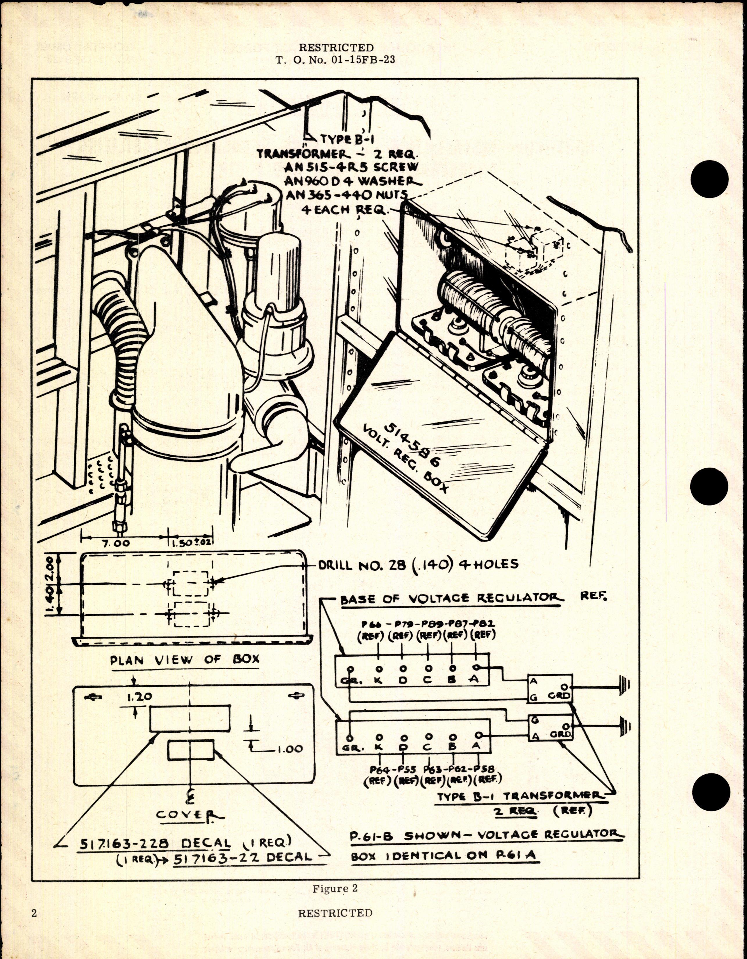 Sample page 2 from AirCorps Library document: Installation of Voltage Regulator Stabilizing Transformers for P-61A and P-61B
