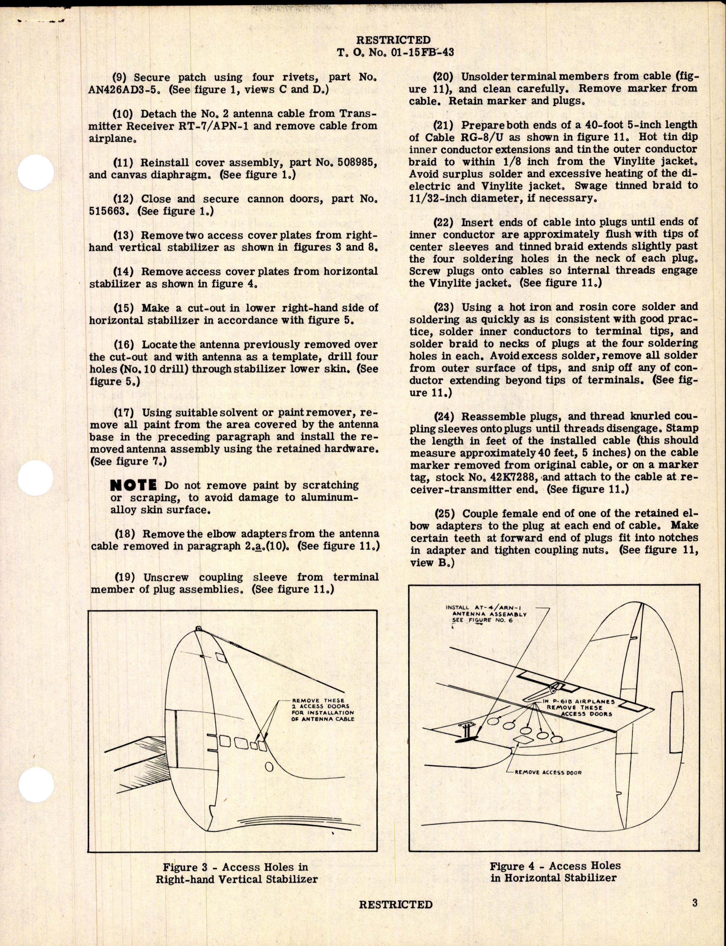 Sample page 3 from AirCorps Library document: Relocation of Antenna Assembly AT-4 / ARN-1 for P-61B