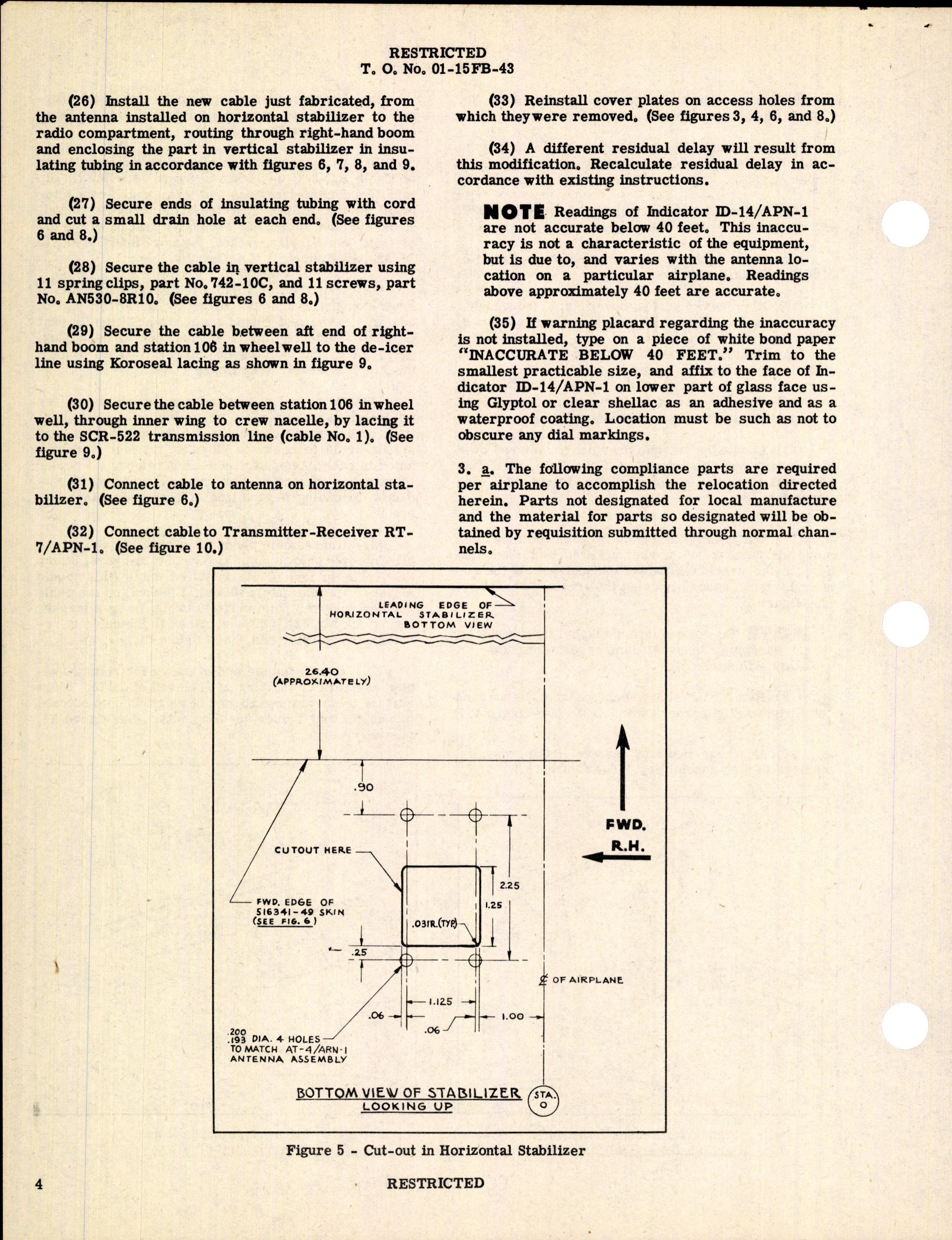 Sample page 4 from AirCorps Library document: Relocation of Antenna Assembly AT-4 / ARN-1 for P-61B