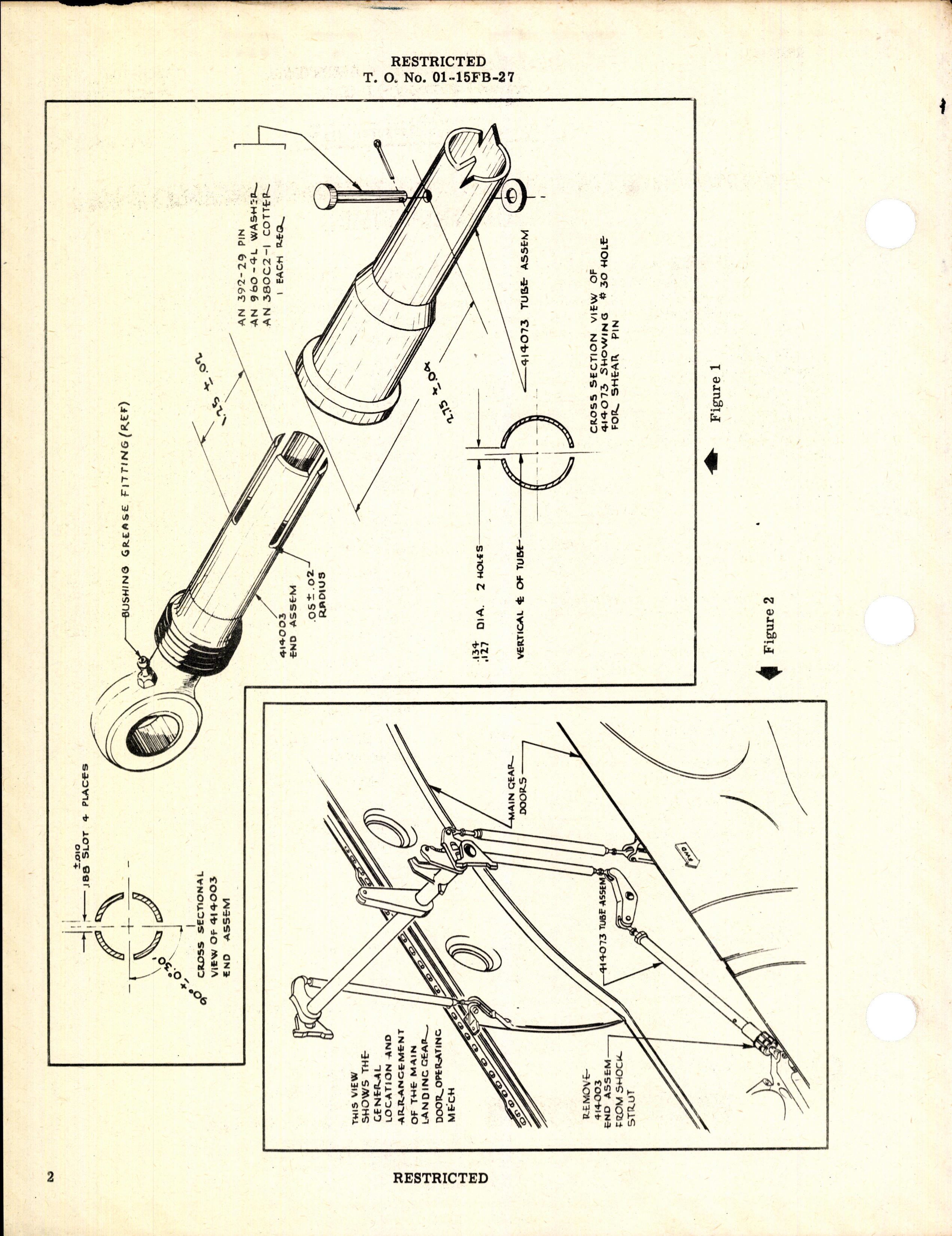Sample page 2 from AirCorps Library document: Addition of Shear Pin to Main Landing-Gear Door Mechanism for P-61B