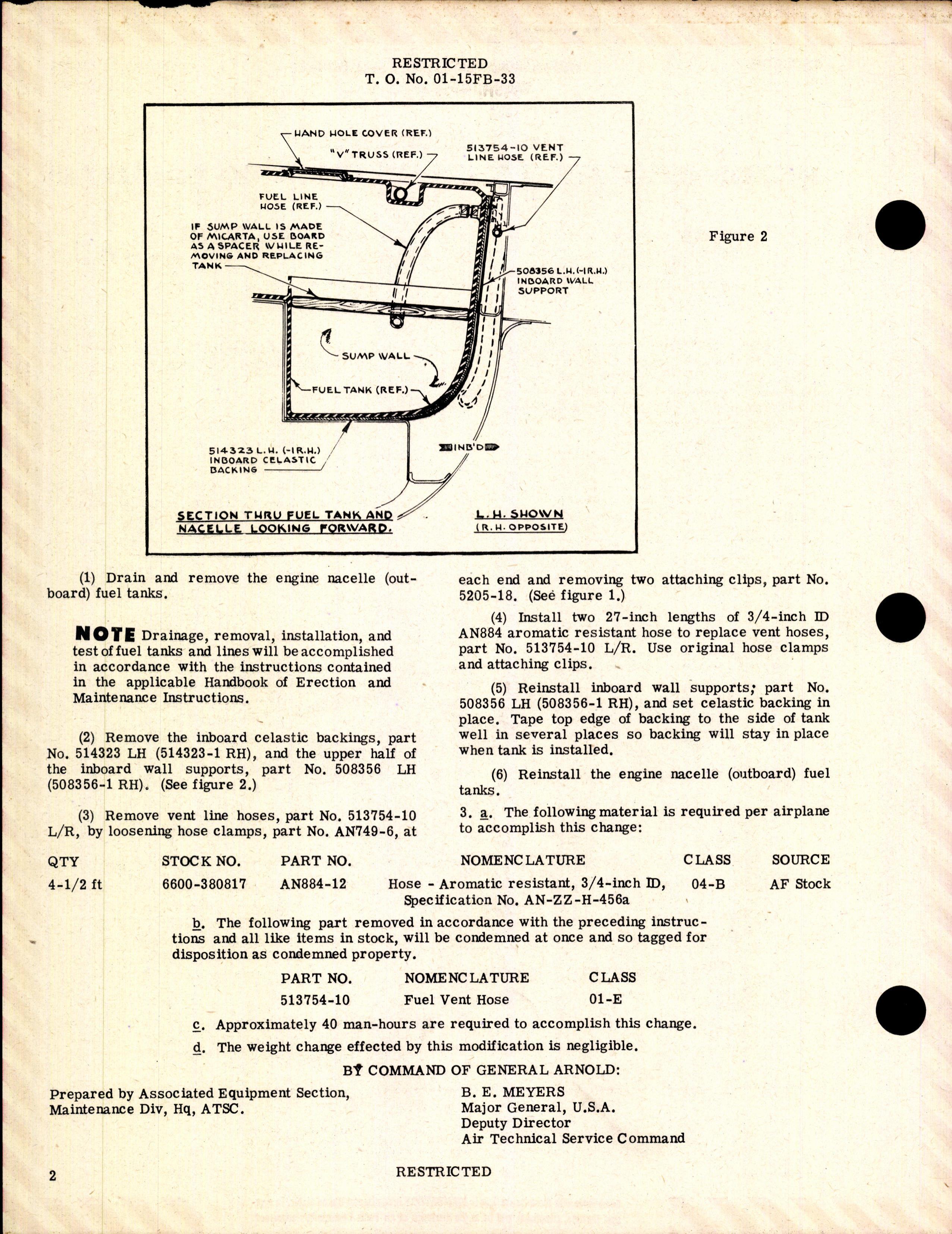 Sample page 2 from AirCorps Library document: Replacement of Hose in Fuel Vent System for P-61A and P-61B