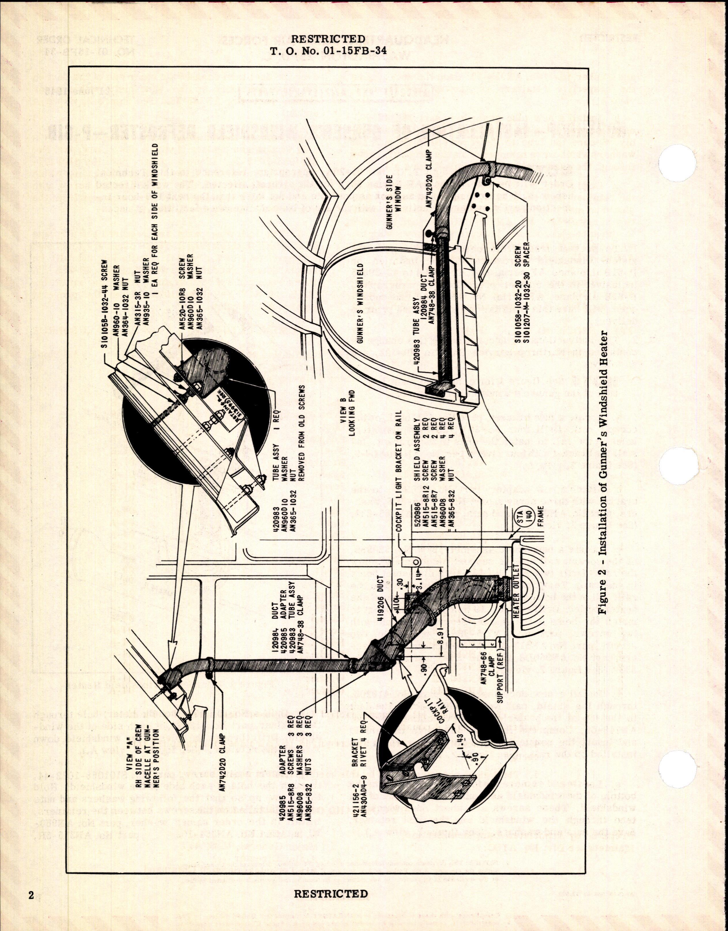 Sample page 2 from AirCorps Library document: Installation of Gunner's Windshield Defroster for P-61B