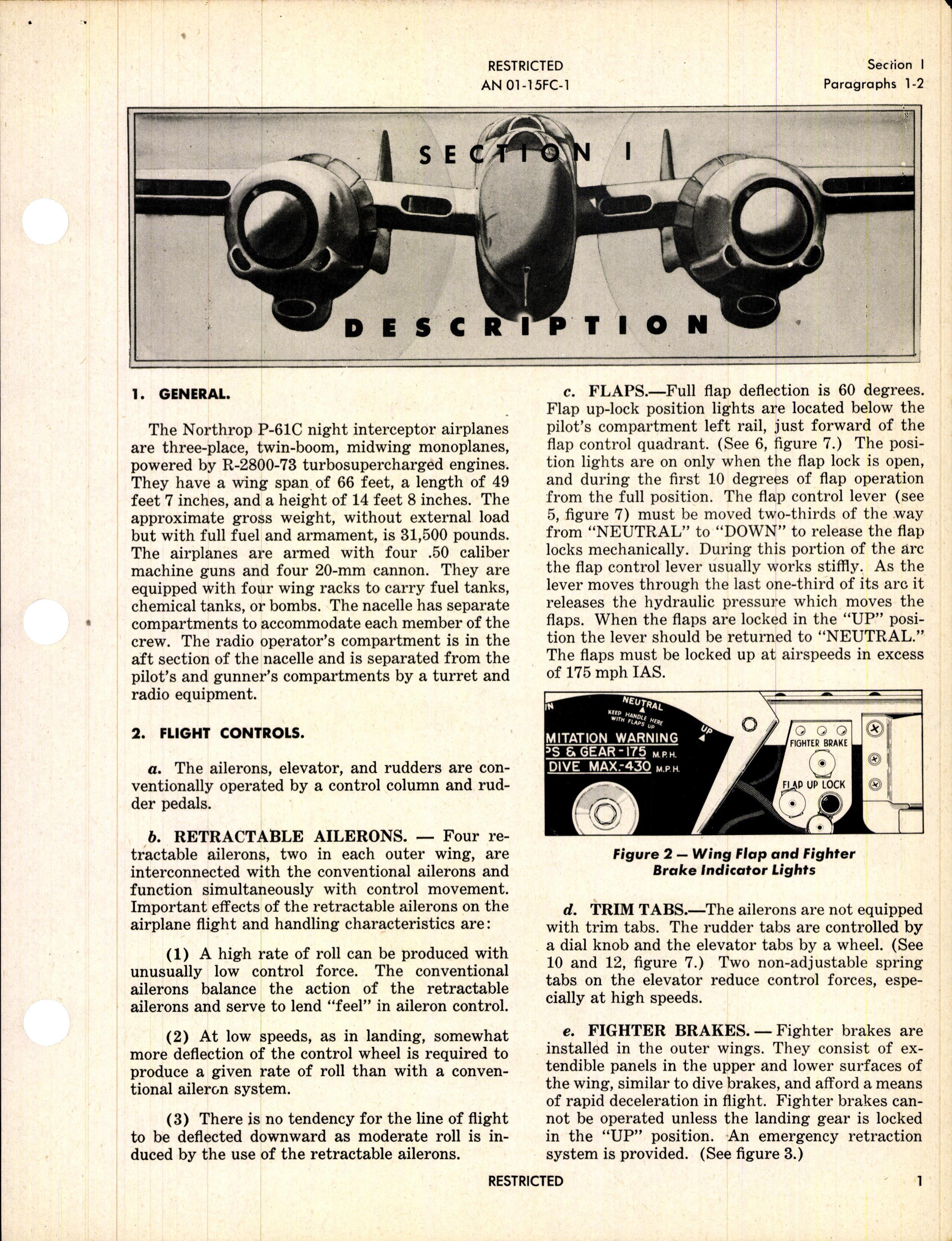 Sample page 5 from AirCorps Library document: Pilot's Flight Operating Instructions for P-61C Airplane