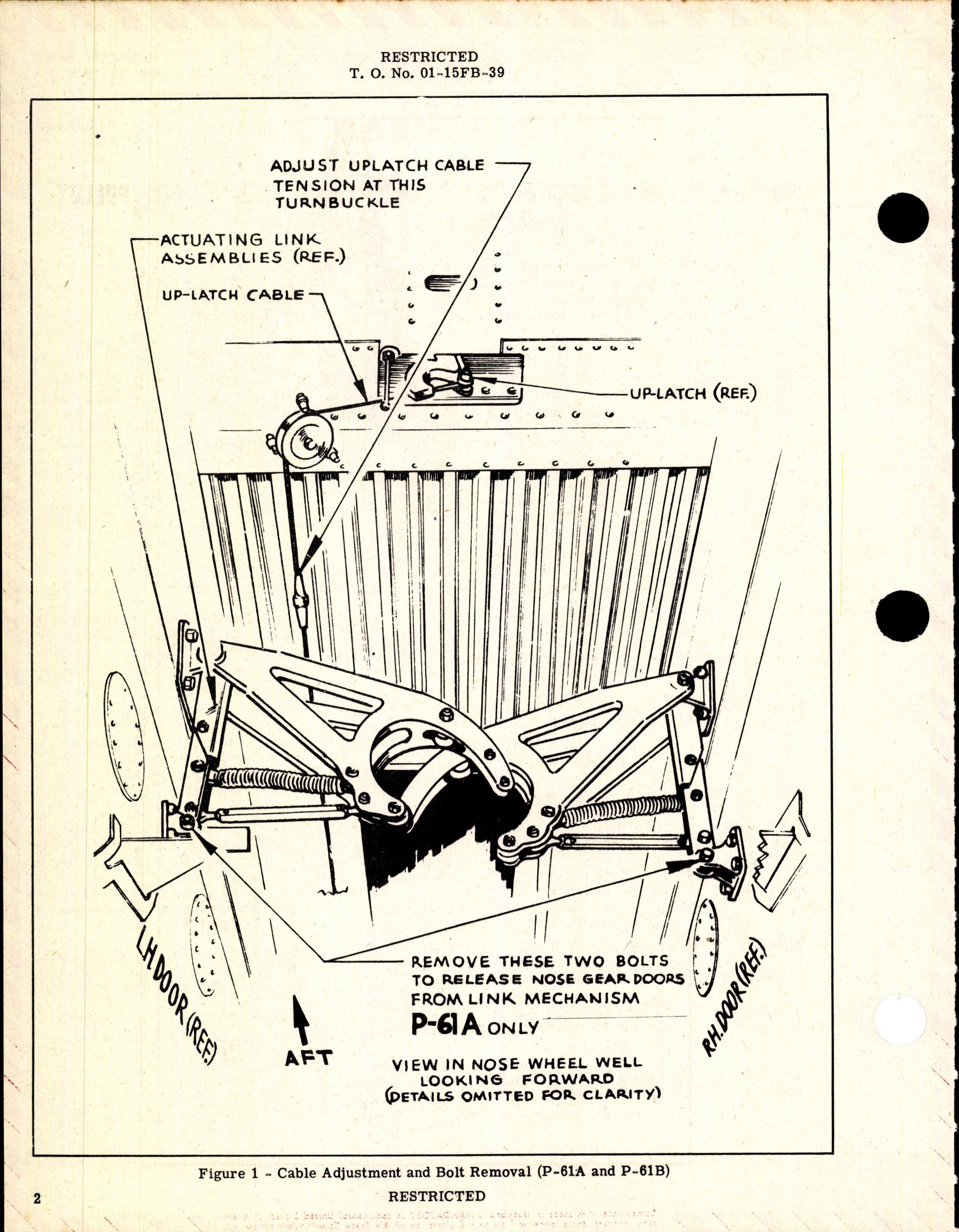 Sample page 2 from AirCorps Library document: Reinforcement of Nose Landing-Gear Uplock Pulley Brackets for P-61A and P-61B