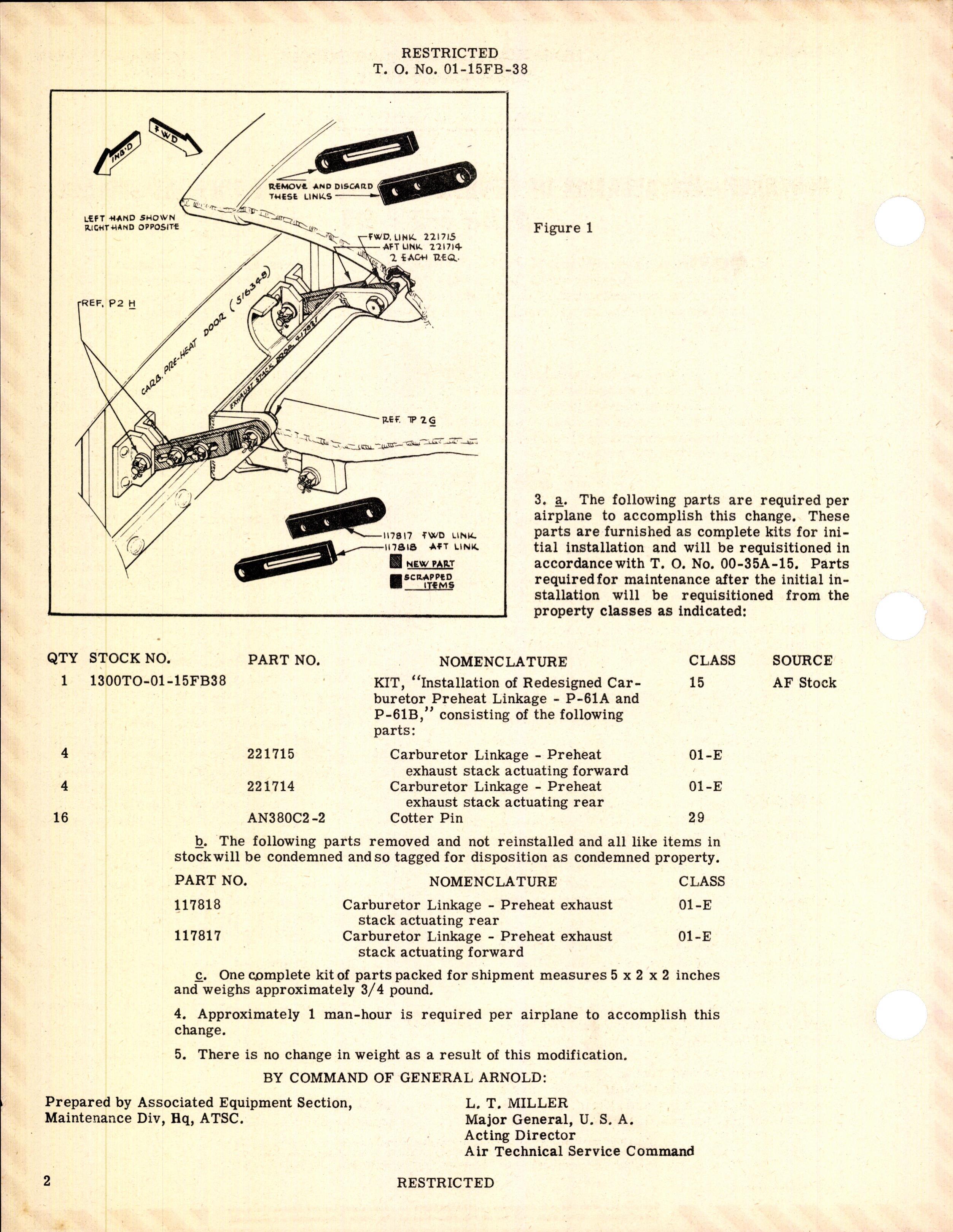 Sample page 2 from AirCorps Library document: Installation of Redesigned Carburetor Preheat Linkage for P-61A and P-61B